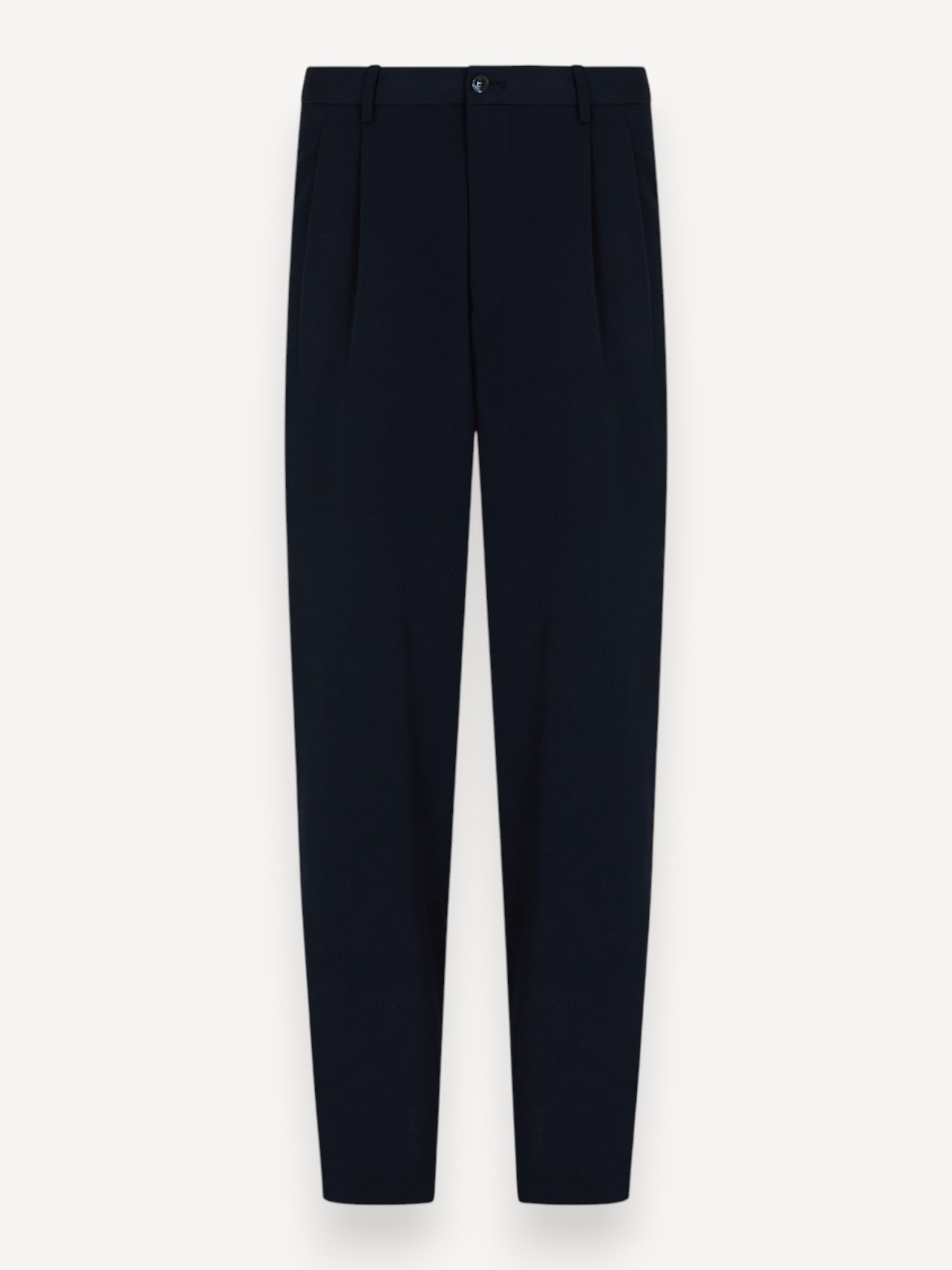 Wool Double-Pleat Trousers - Navy Blue