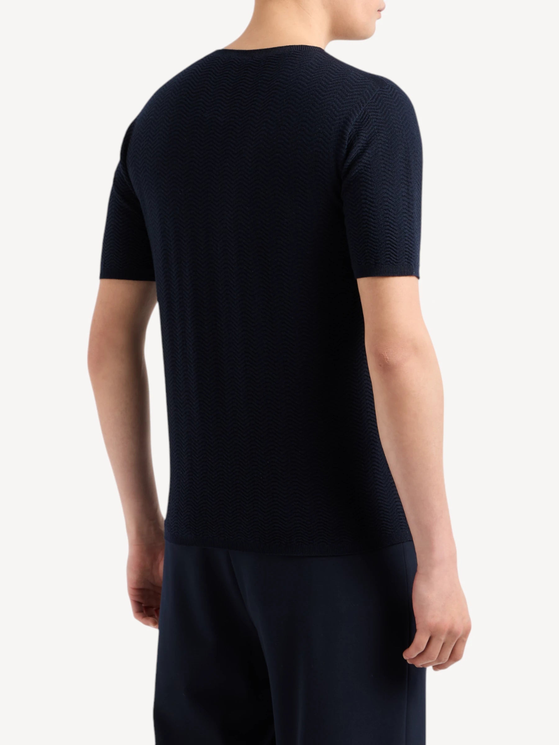 Chevron Virgin Wool Jumper - Night Blue