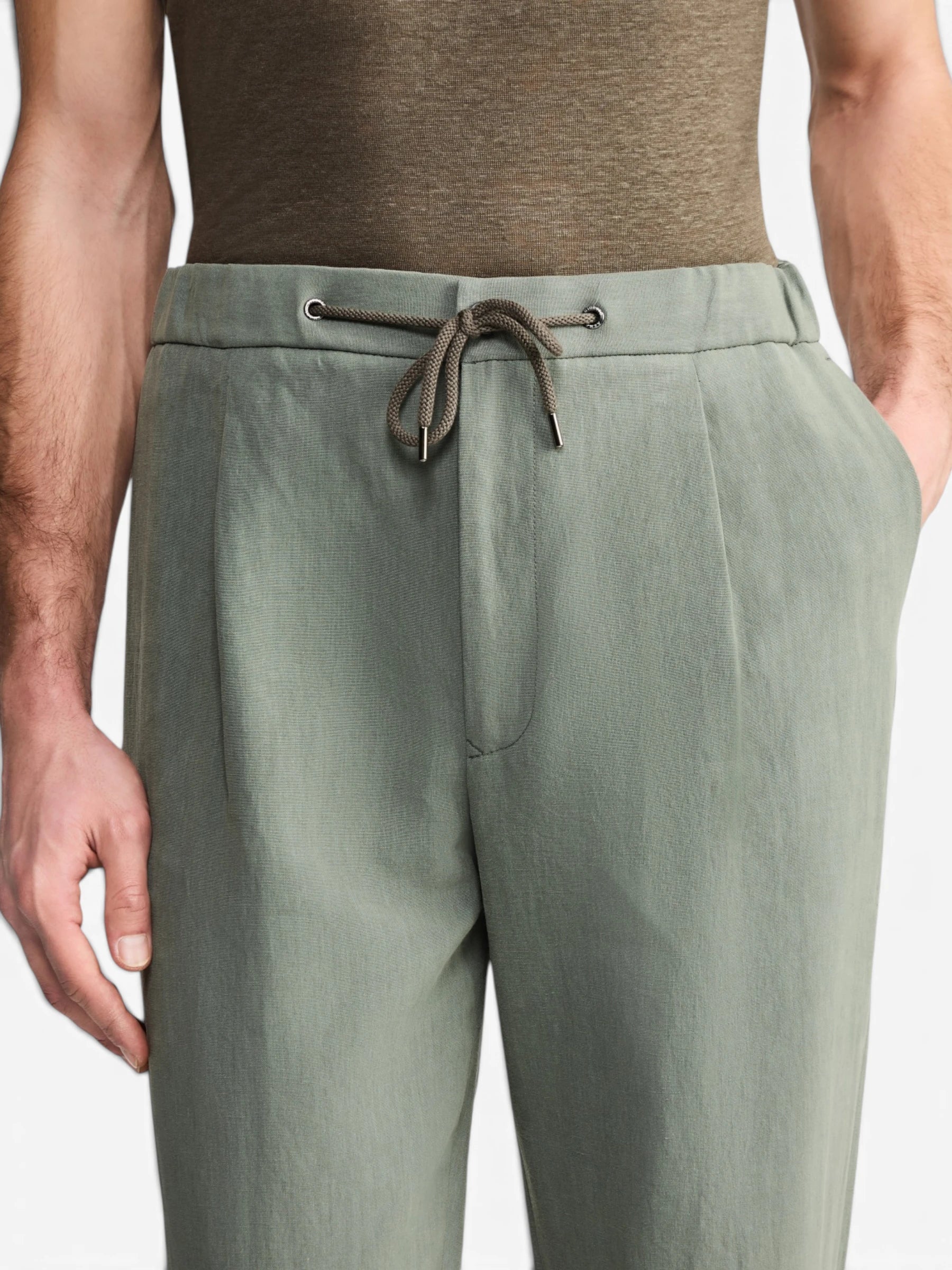 Linen-Canvas Trousers - lichtgroen