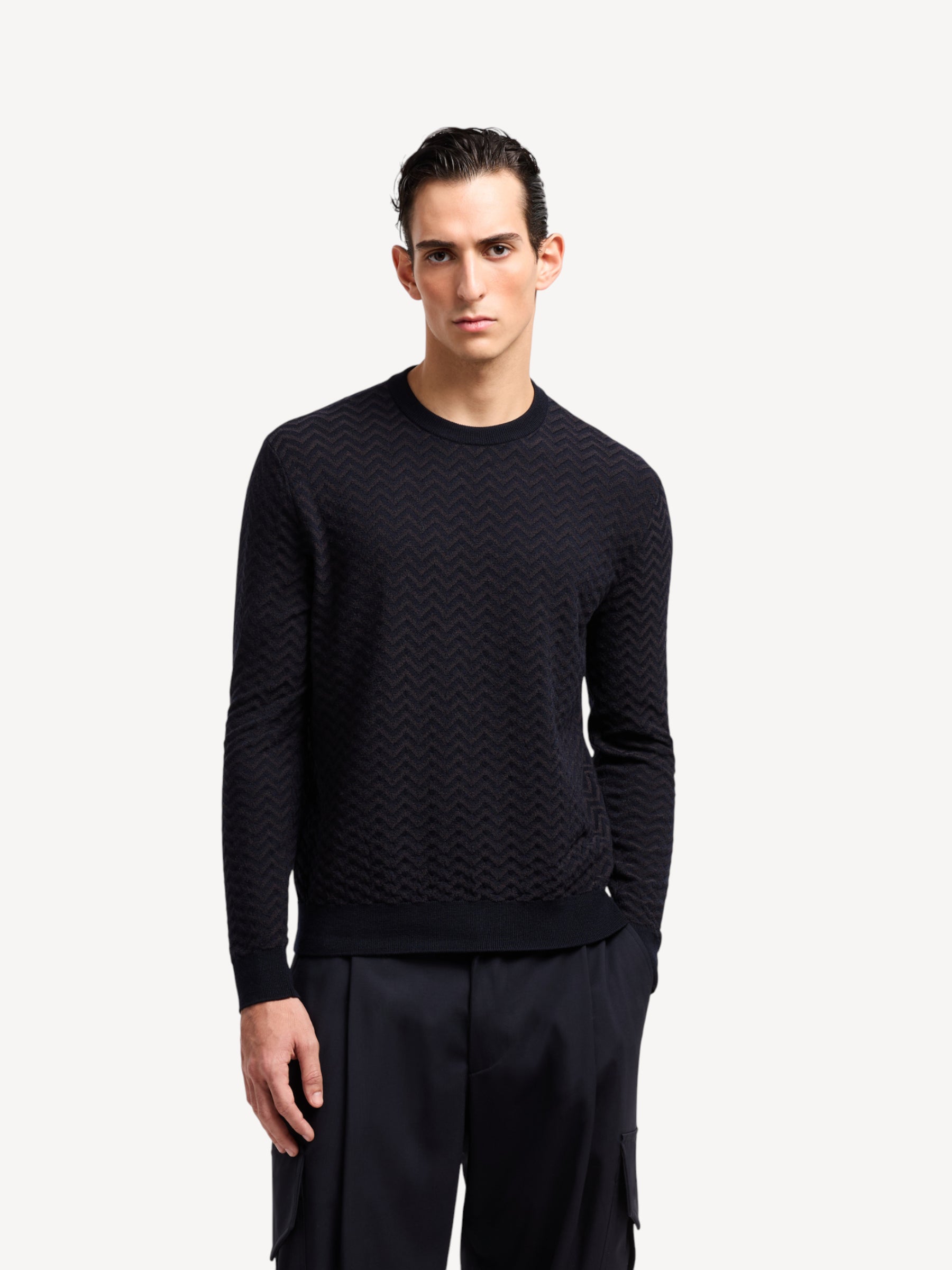 Chevron Virgin Wool Sweater - Blauw