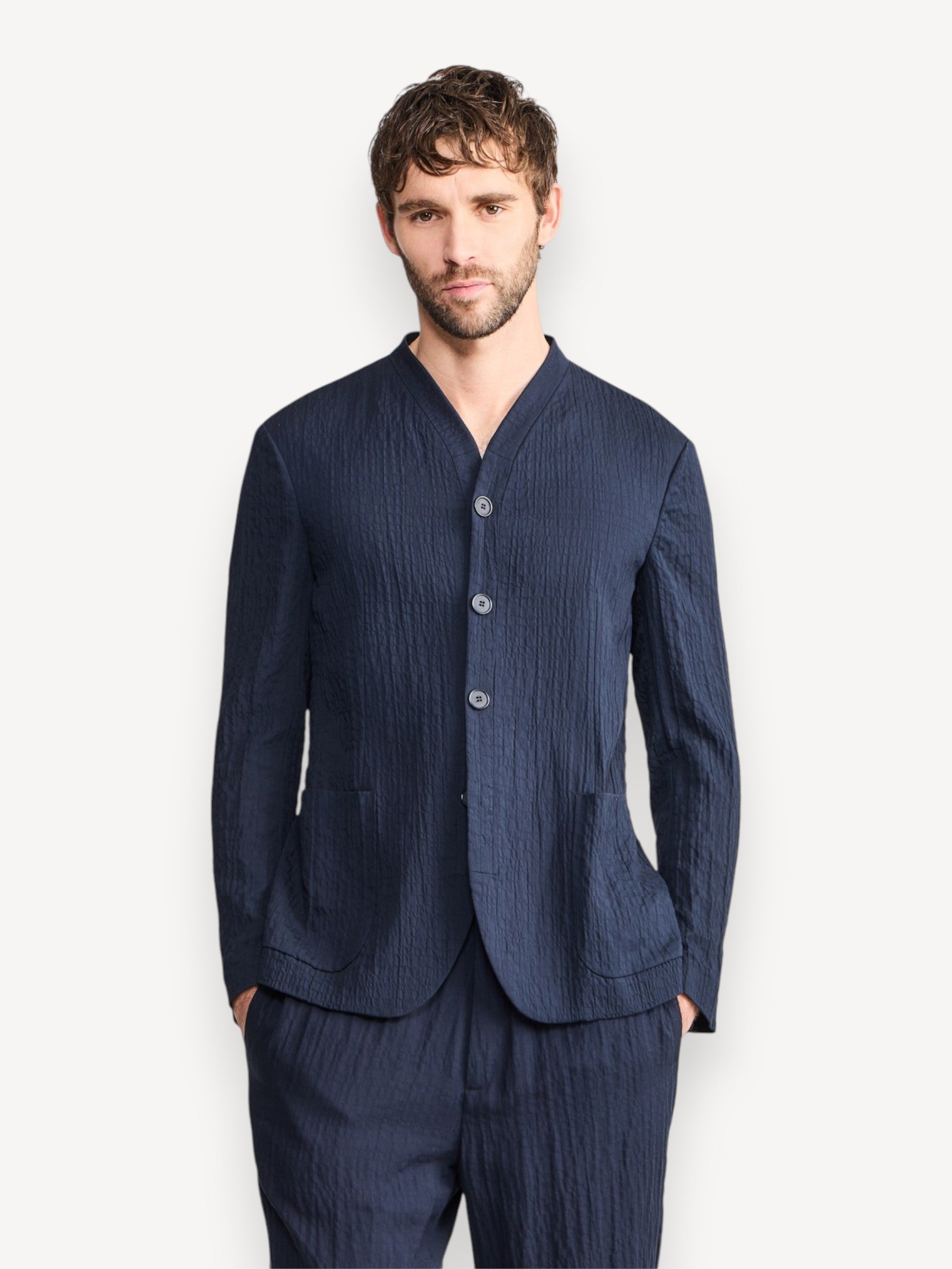 Lyocell Silk Jacket - Navy Blue