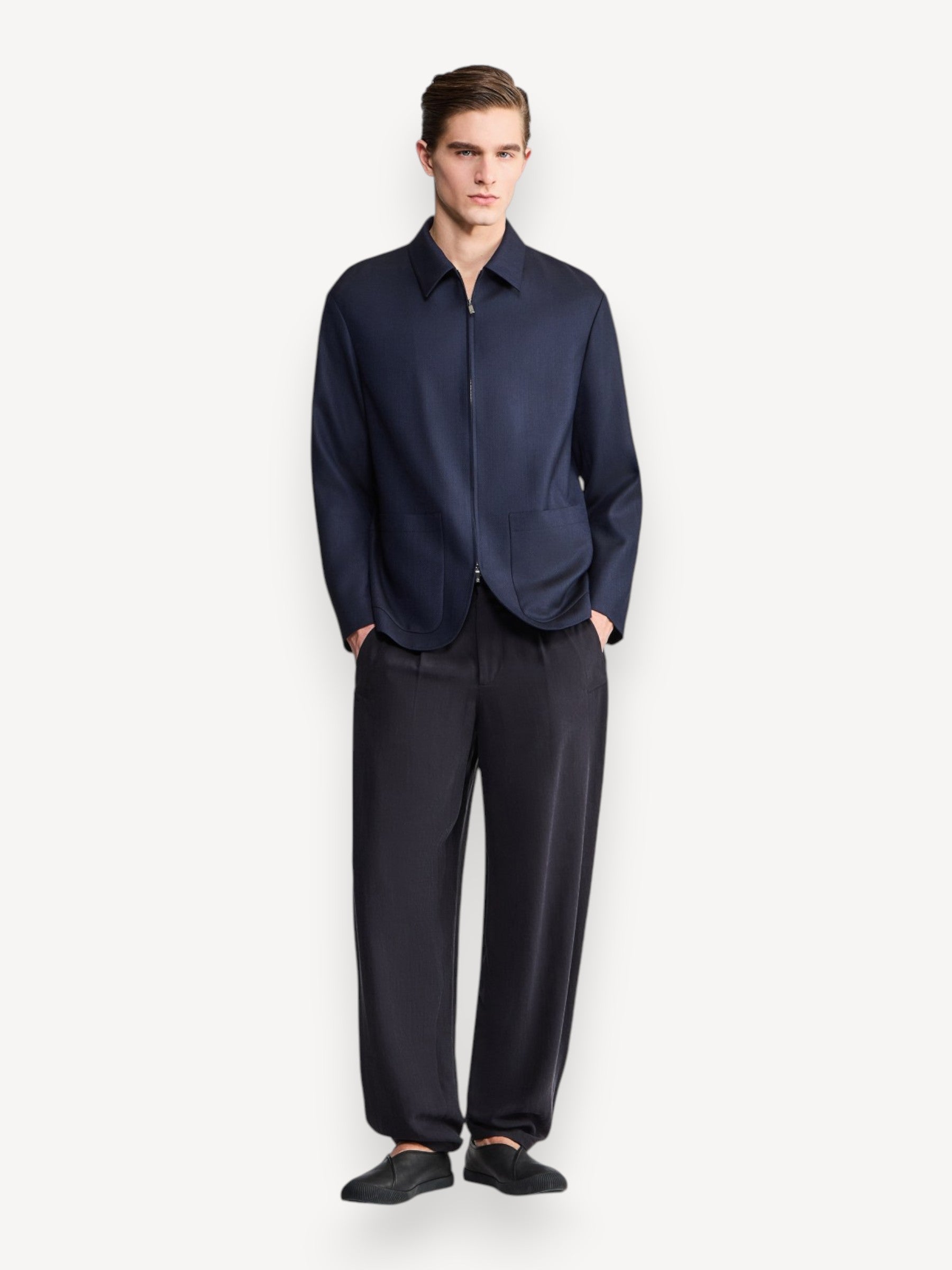 Wool Cashmere Jacket - Navy Blue