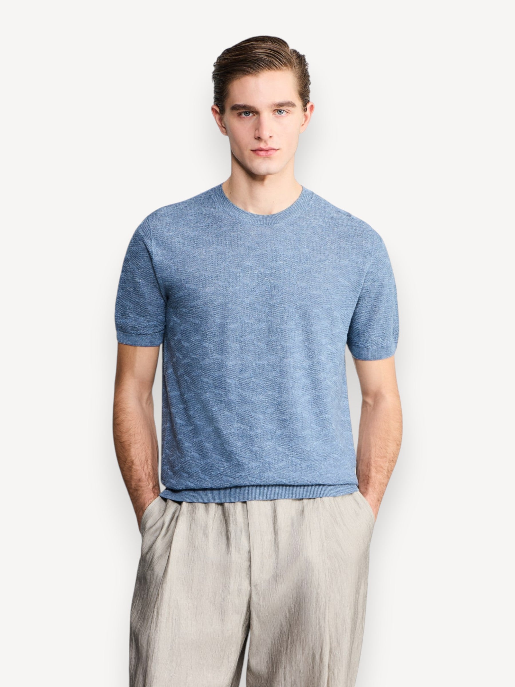 Silk Cashmere T-Shirt - Light Blue