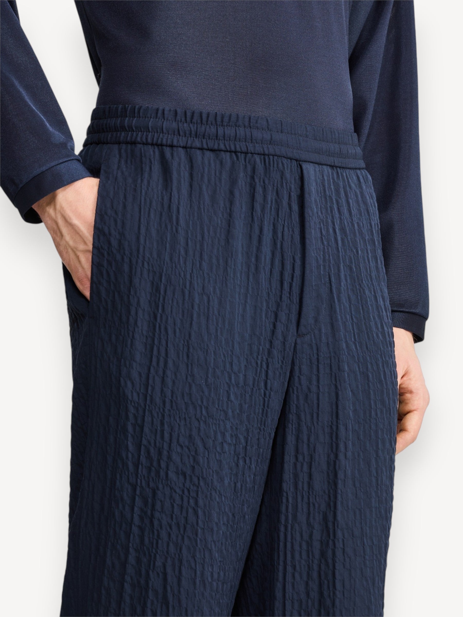 Lyocell Silk Trousers - Navy Blue