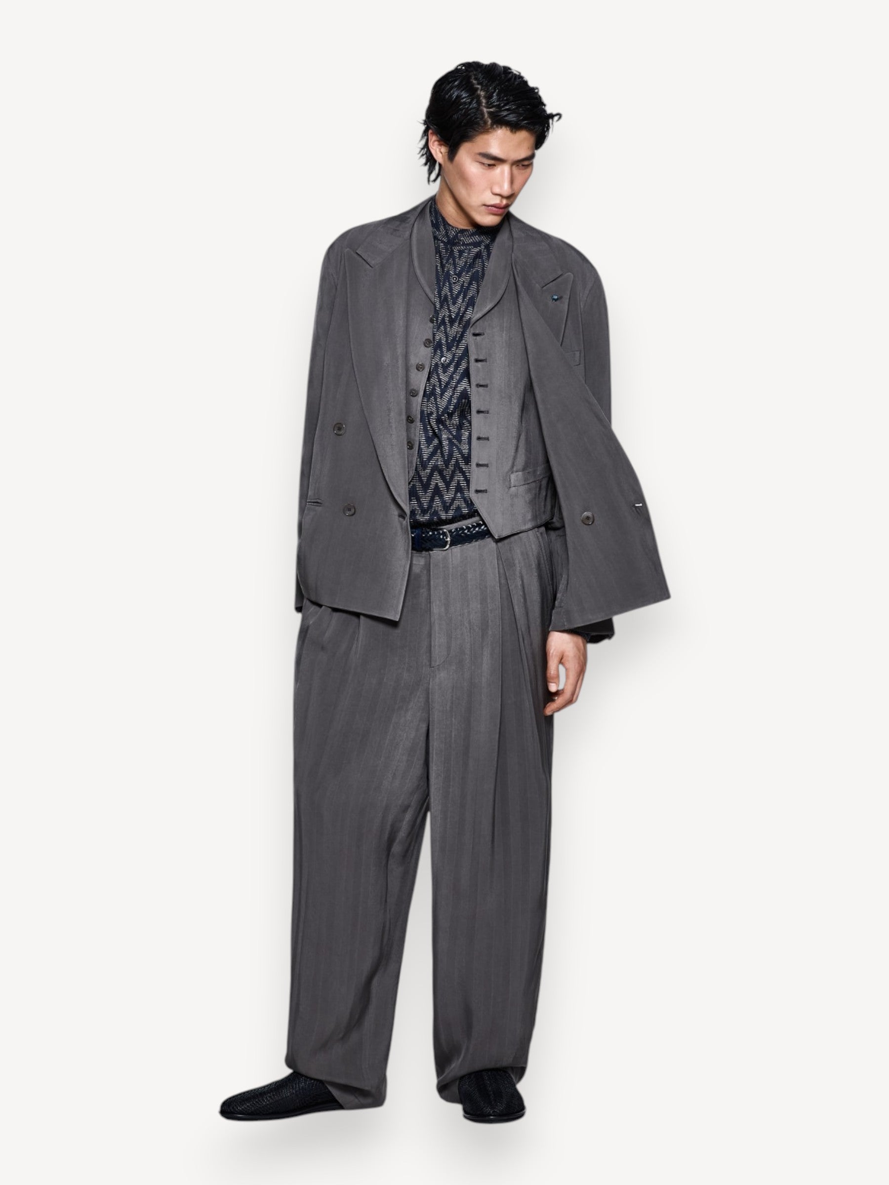 Viscose Silk Polo Shirt - Navy Blue