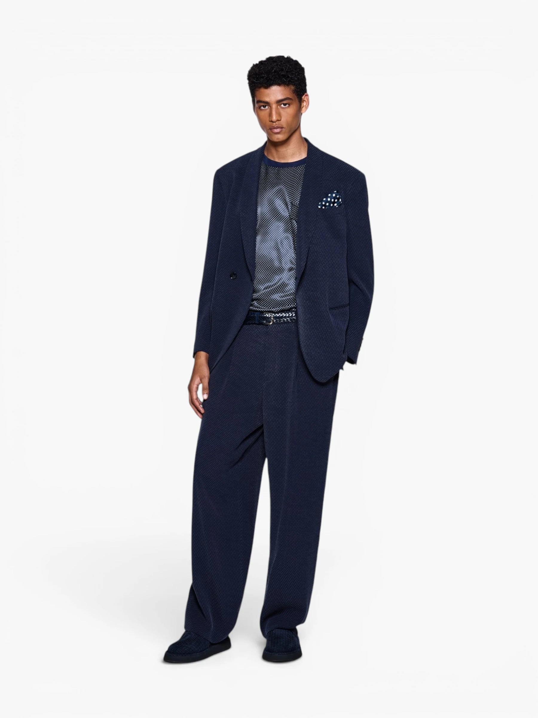 Cupro Blend Jacquard Suit - Insignia Blue