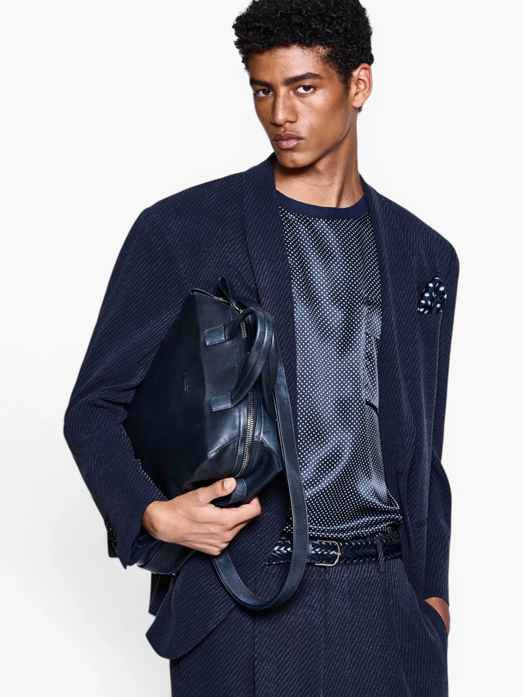 Cupro Blend Jacquard Suit - Insignia Blue
