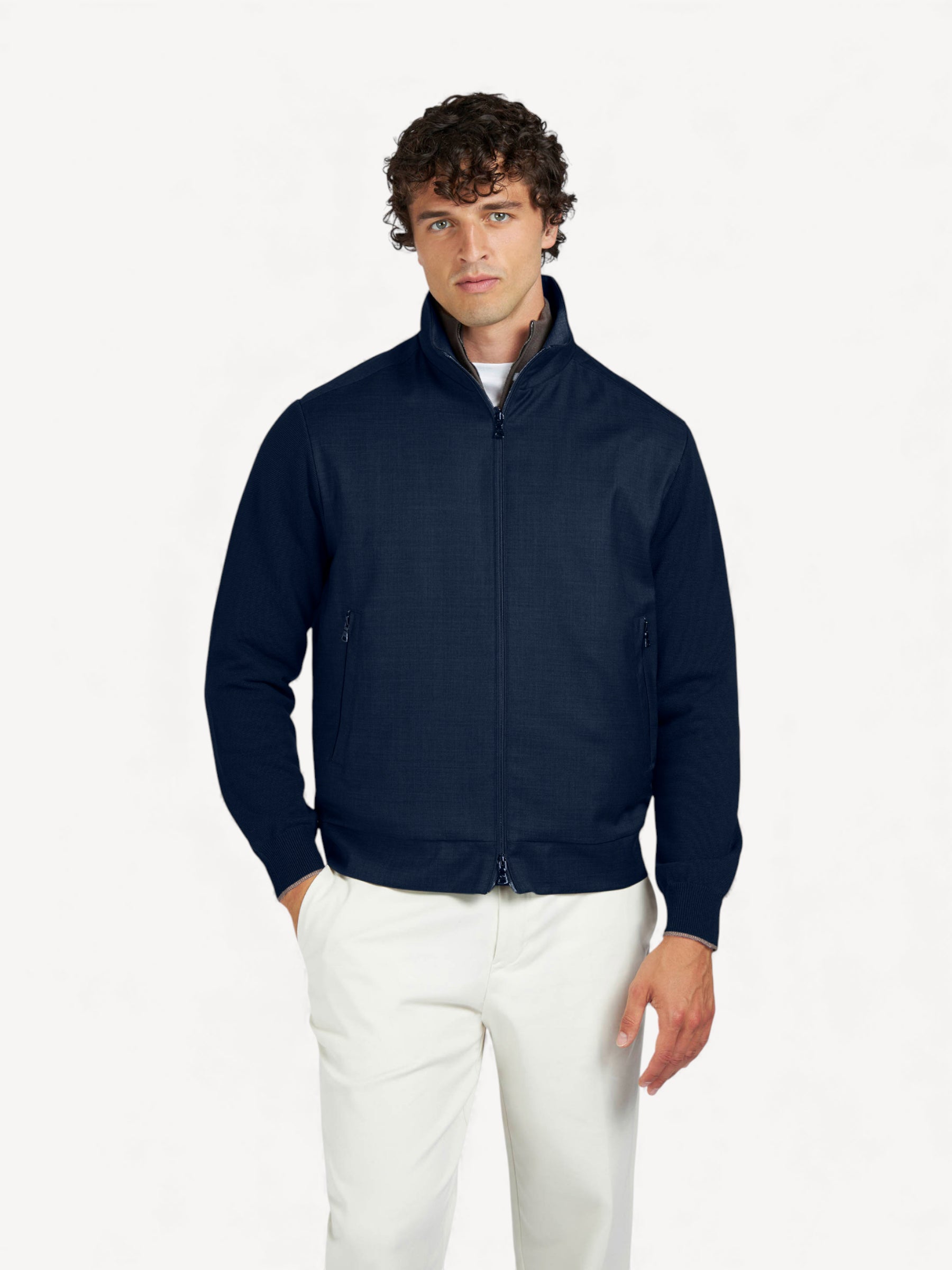 Wool Hybrid Cardigan - Donkerblauw