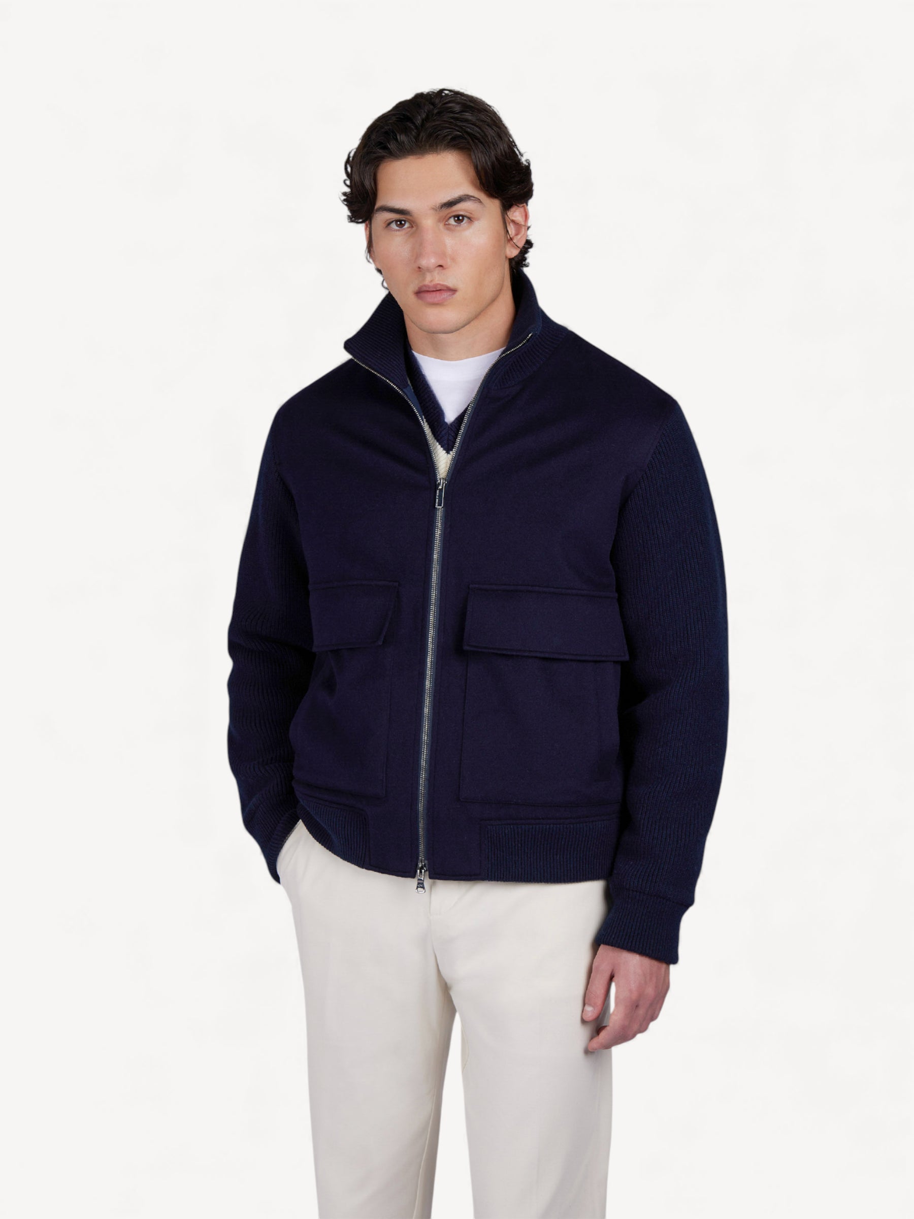 Hybrid Wool Cashmere Jacket - Donkerblauw
