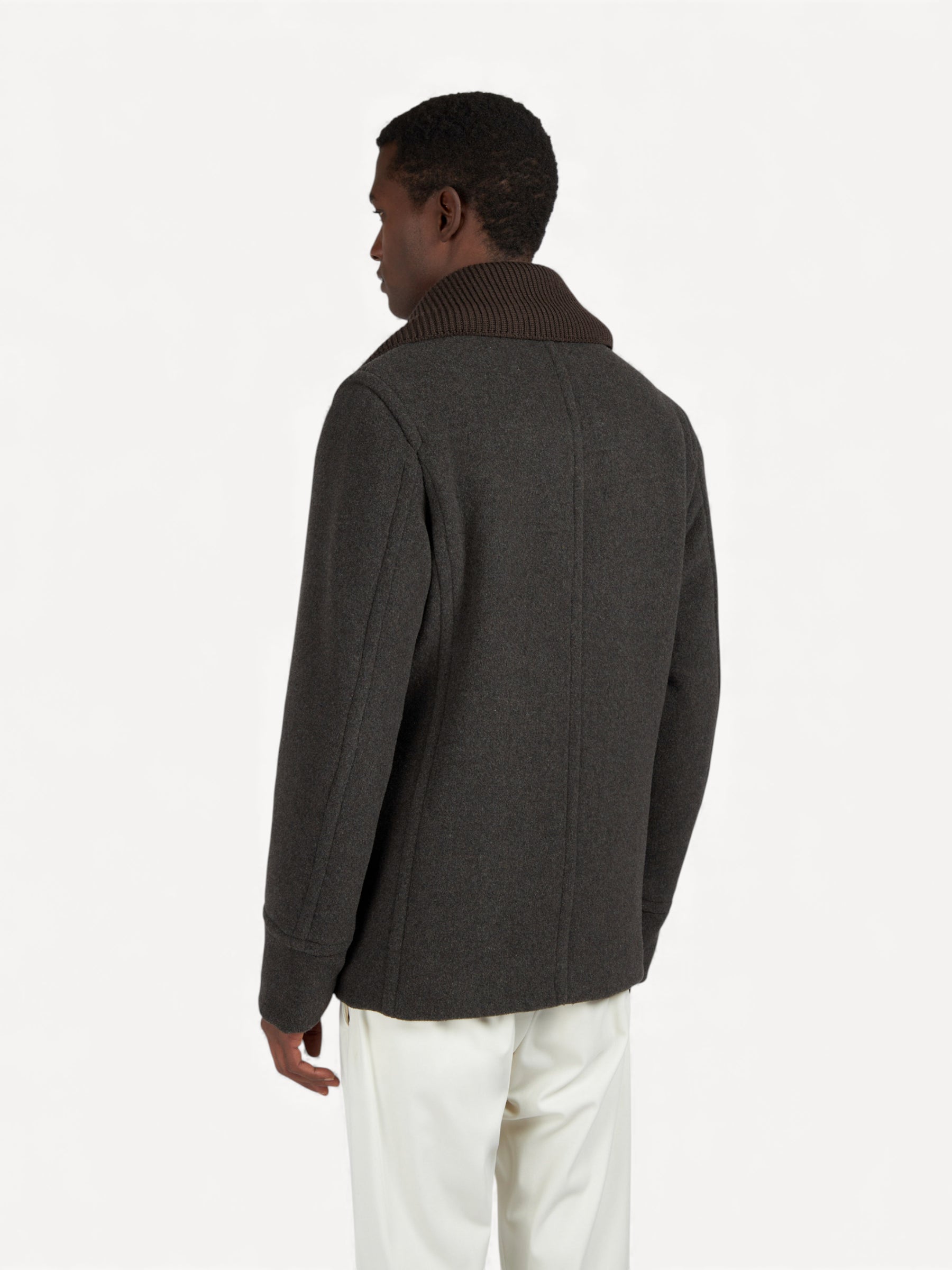 Wool Cashmere Peacoat - Donkerbruin