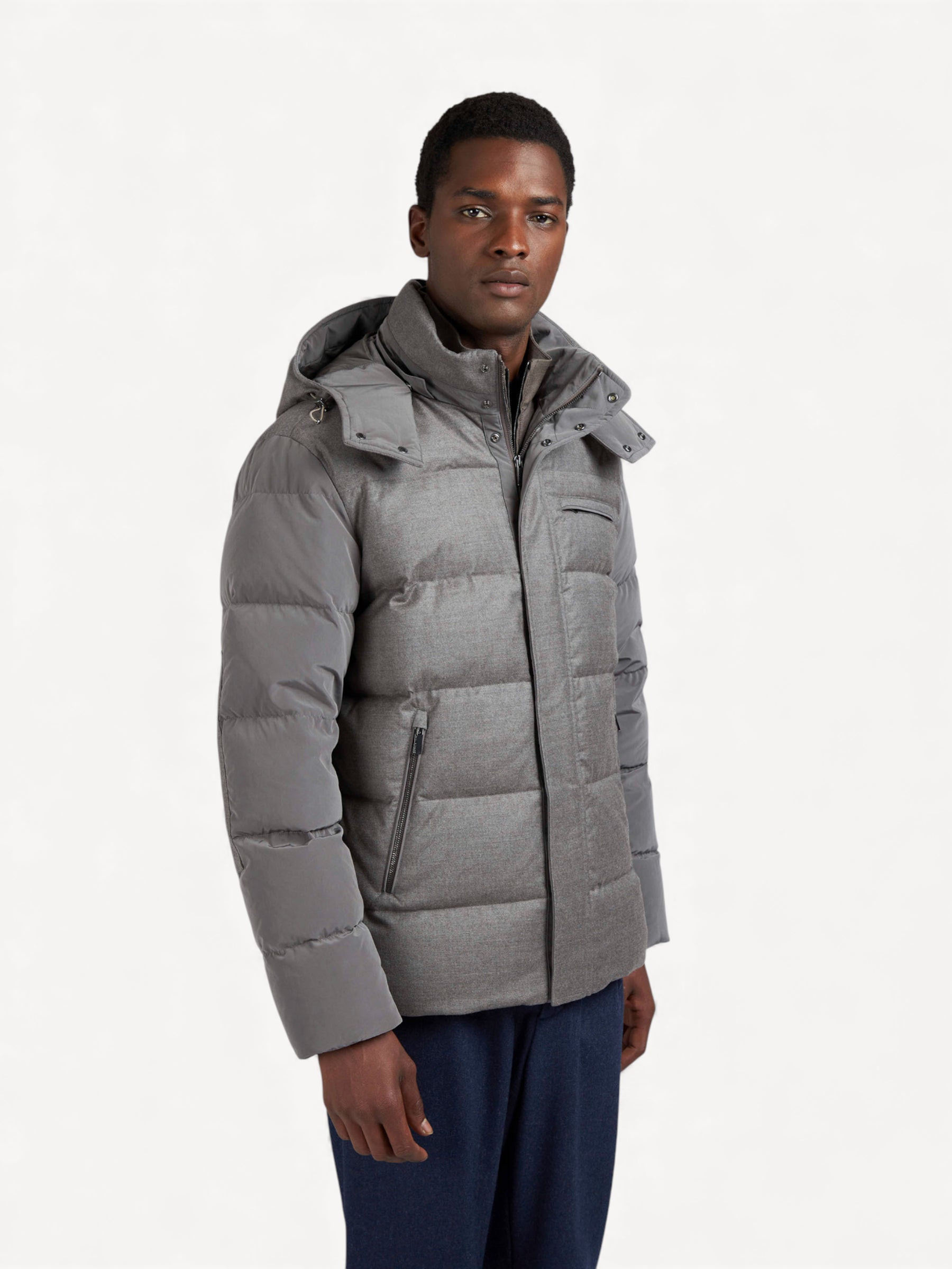 Wool Silk Puffer Jacket - Licht Taupe