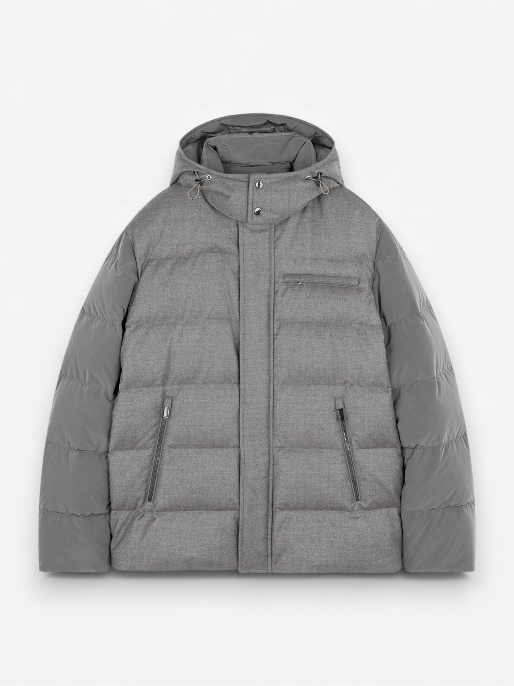 Wool Silk Puffer Jacket - Licht Taupe