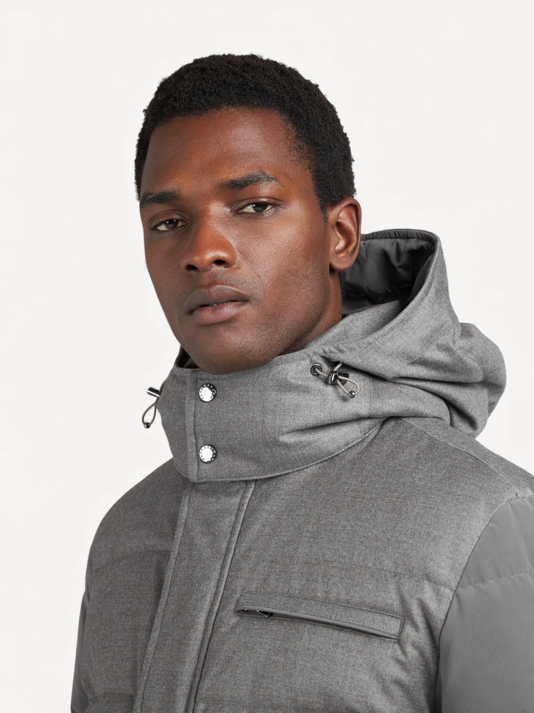 Wool Silk Puffer Jacket - Licht Taupe