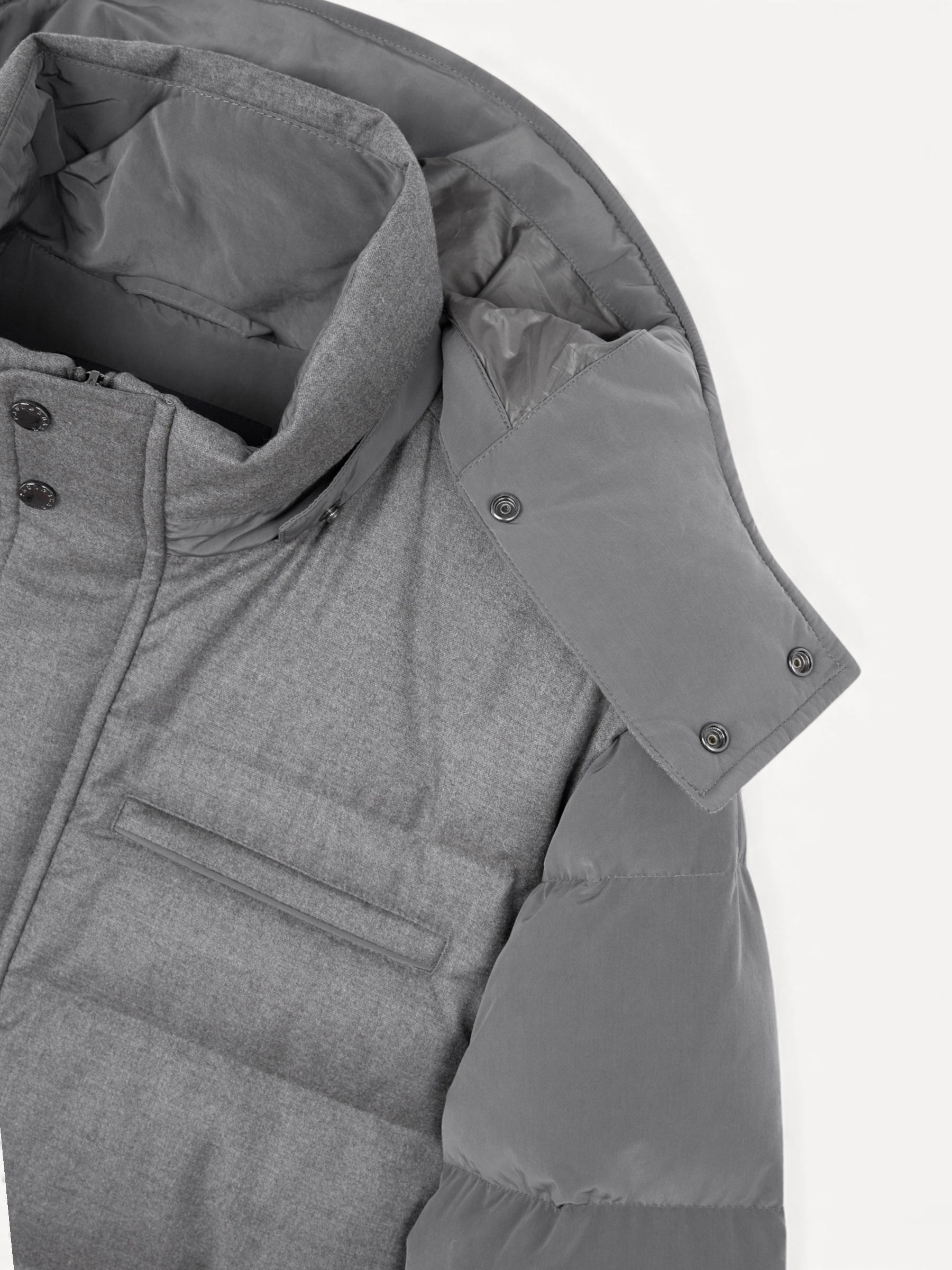 Wool Silk Puffer Jacket - Licht Taupe