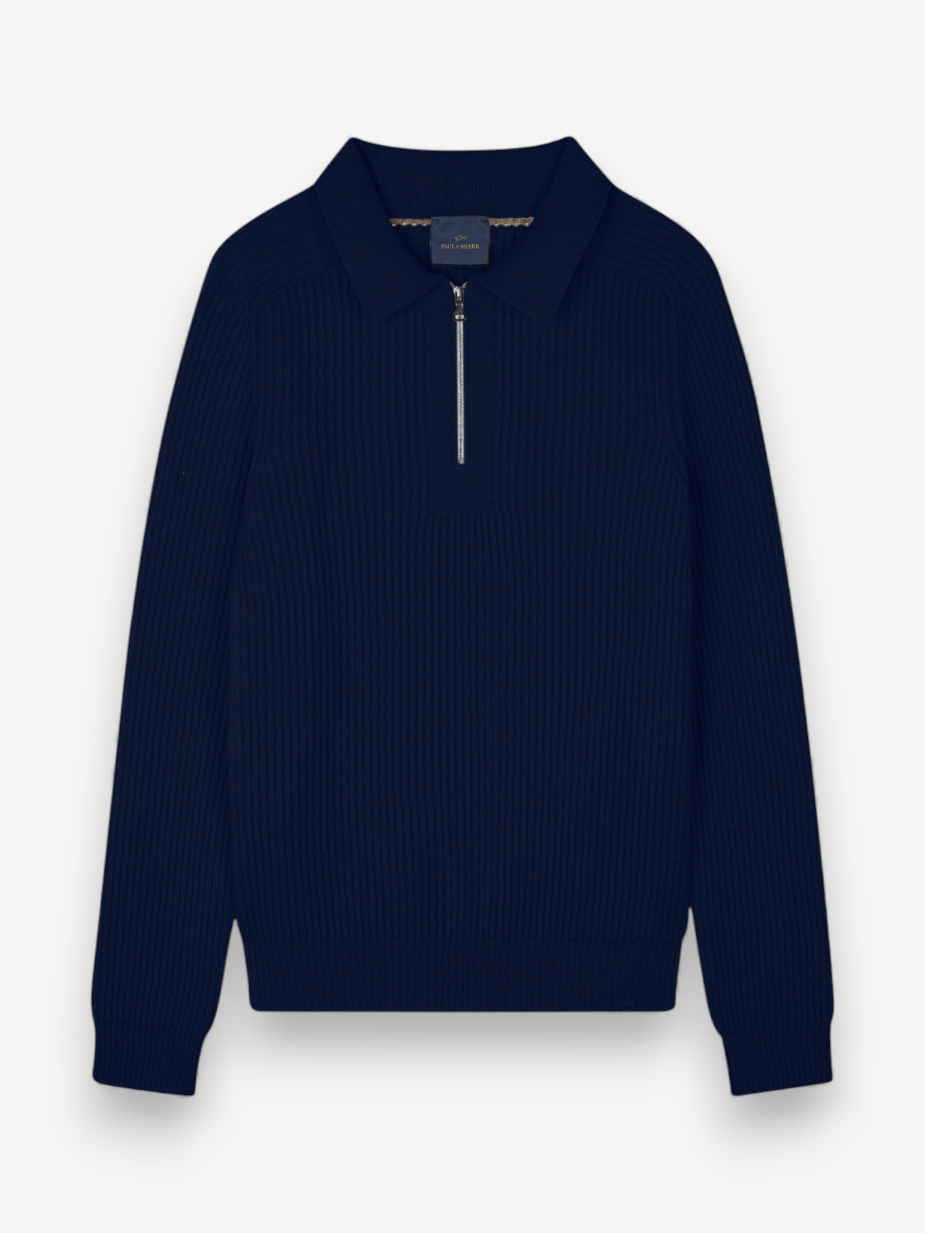 Re-Wool Zip Polo - Donkerblauw