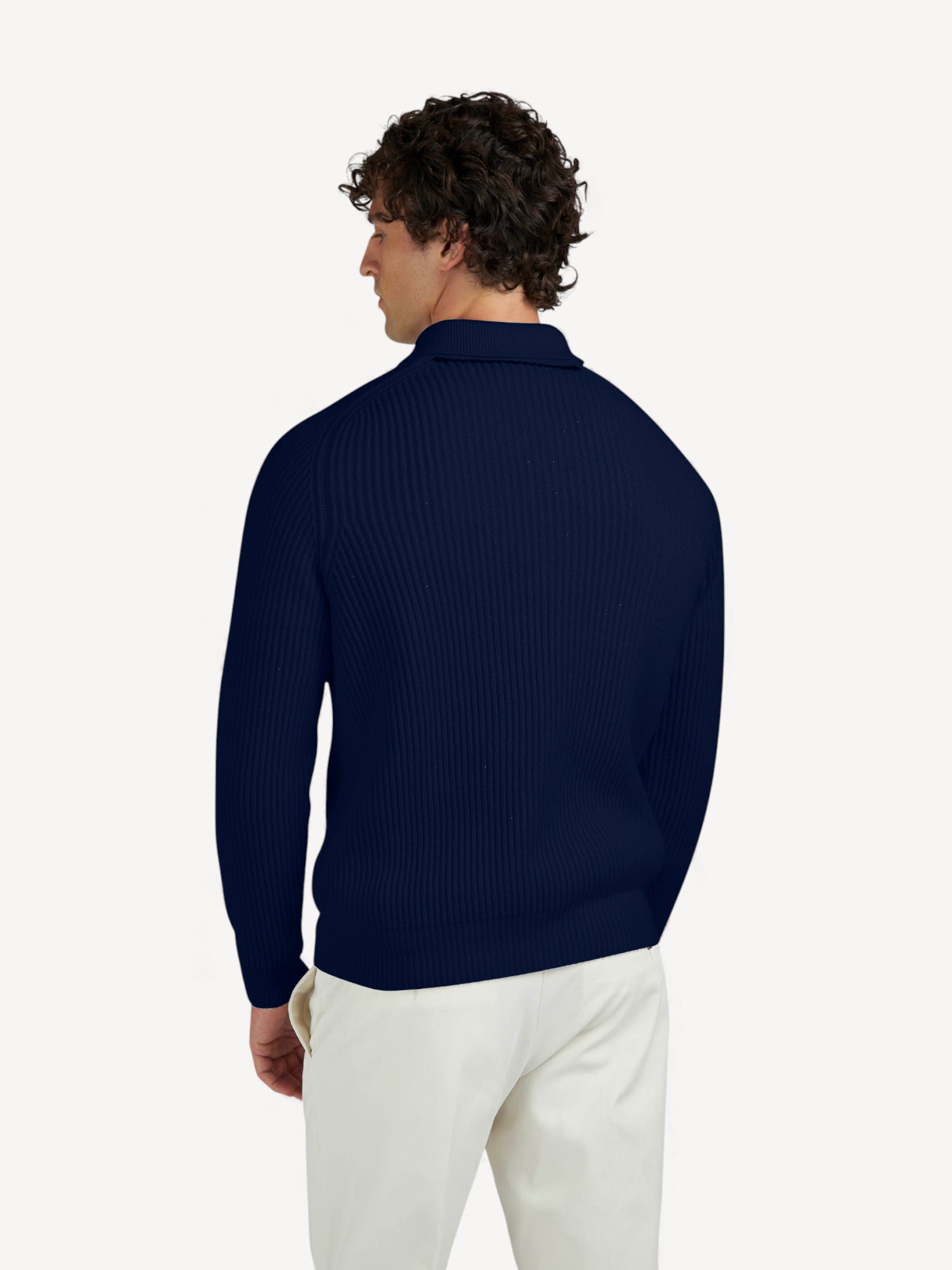 Re-Wool Zip Polo - Donkerblauw