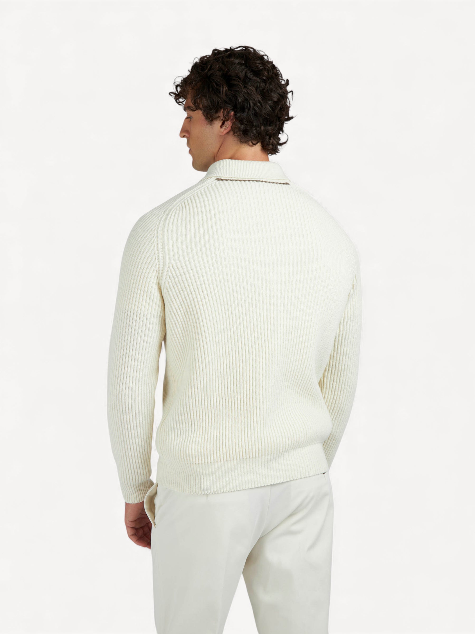 Re-Wool Zip Polo - Off White
