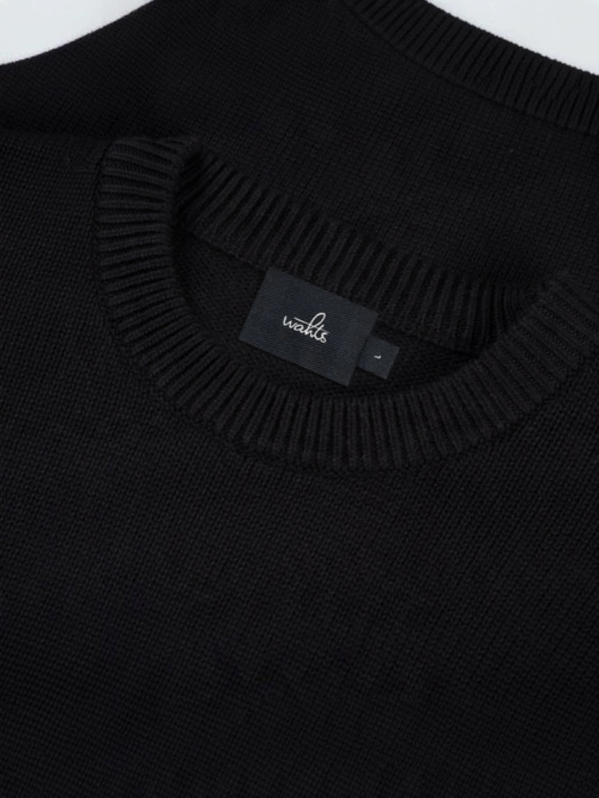 Wahts Burns Cotton Merino Heavy Knit Pullover - Zwart