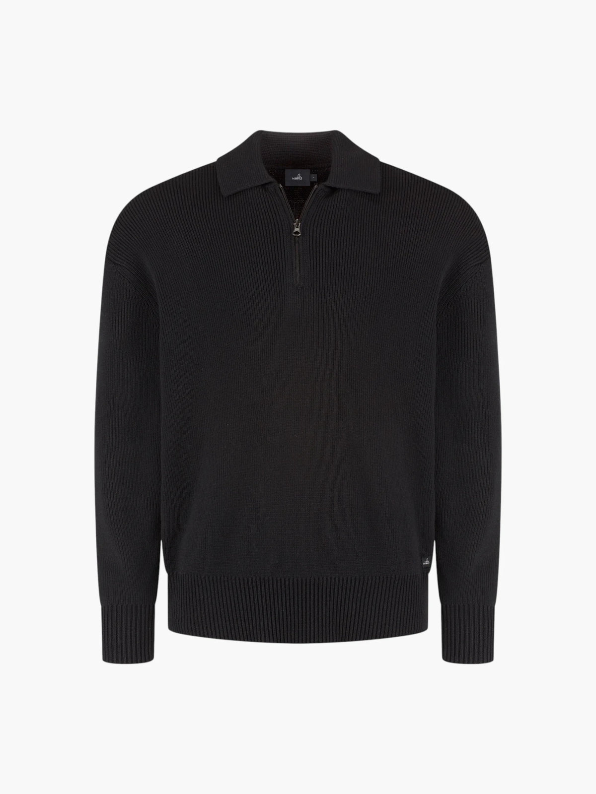 Cotton Merino Heavy Knit Half Zip Polo K 602 CMHKHZP 0226 - Pure Black