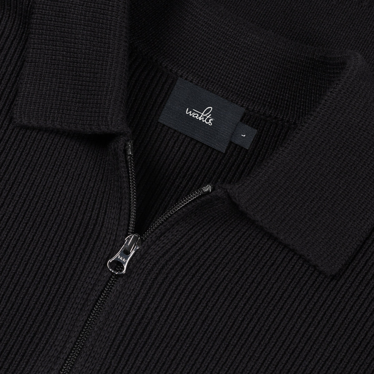 Cotton Merino Heavy Knit Half Zip Polo K 602 CMHKHZP 0226 - Pure Black