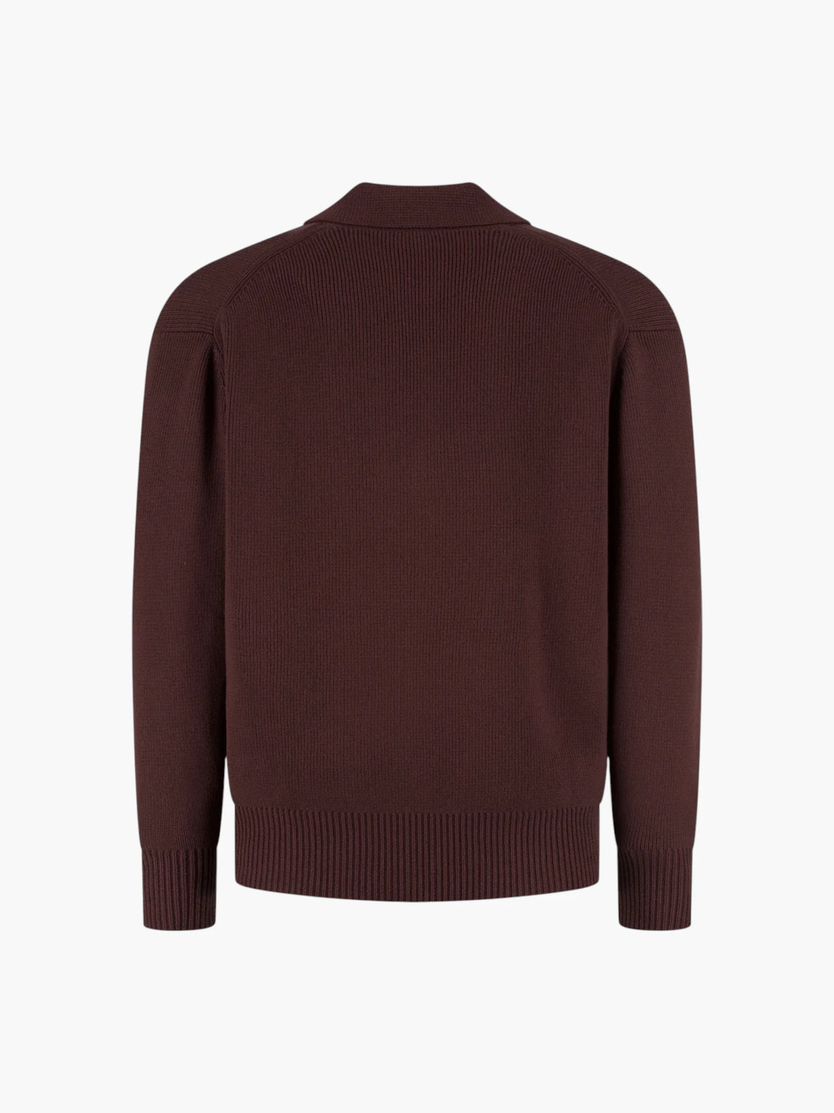 Cotton Merino Heavy Knit Half Zip Polo - Burgundy