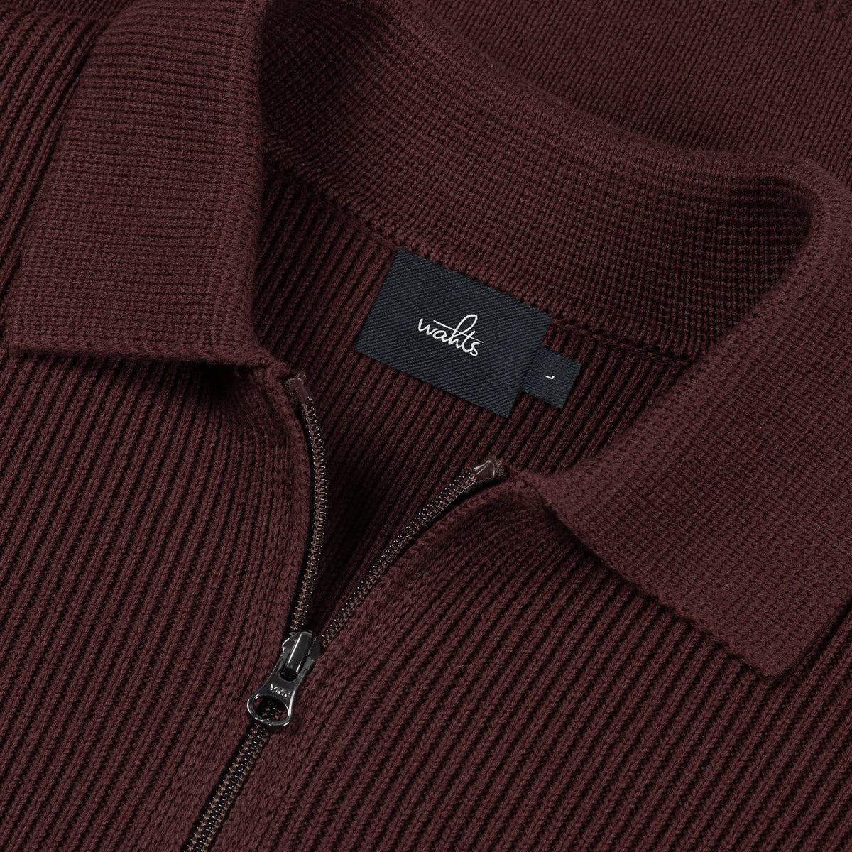 Cotton Merino Heavy Knit Half Zip Polo - Burgundy