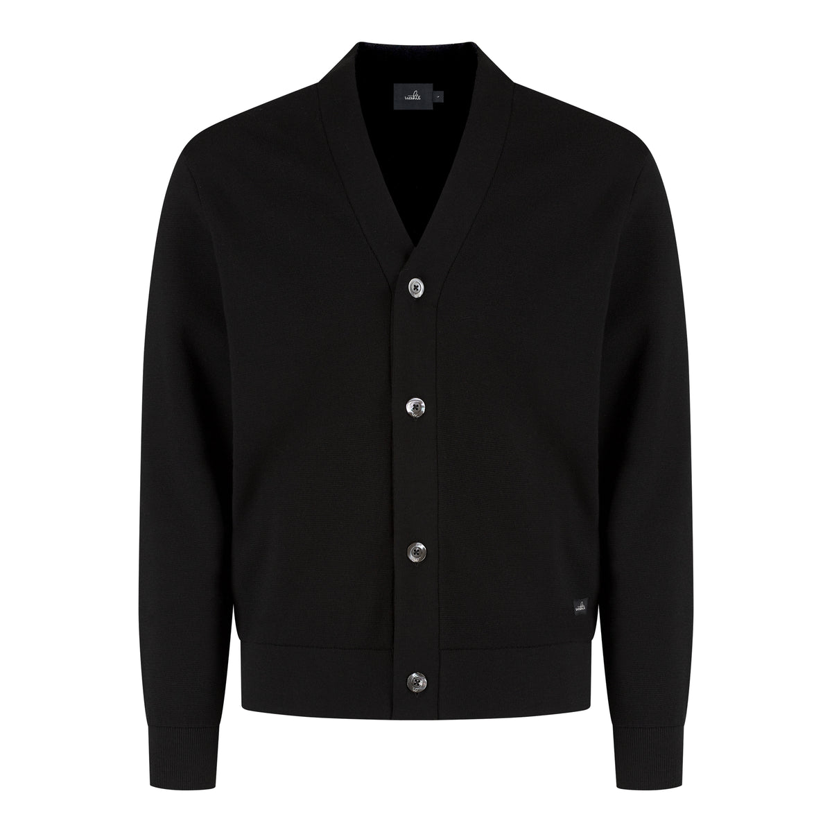 Extrafine Merino Buttoned Cardigan - Pure Black