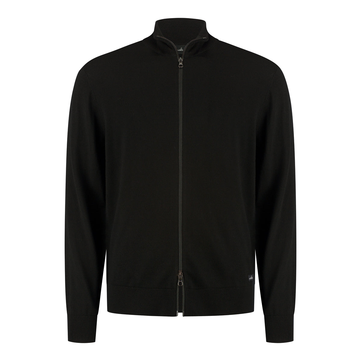 Extrafine Merino Full Zip Cardigan - Pure Black