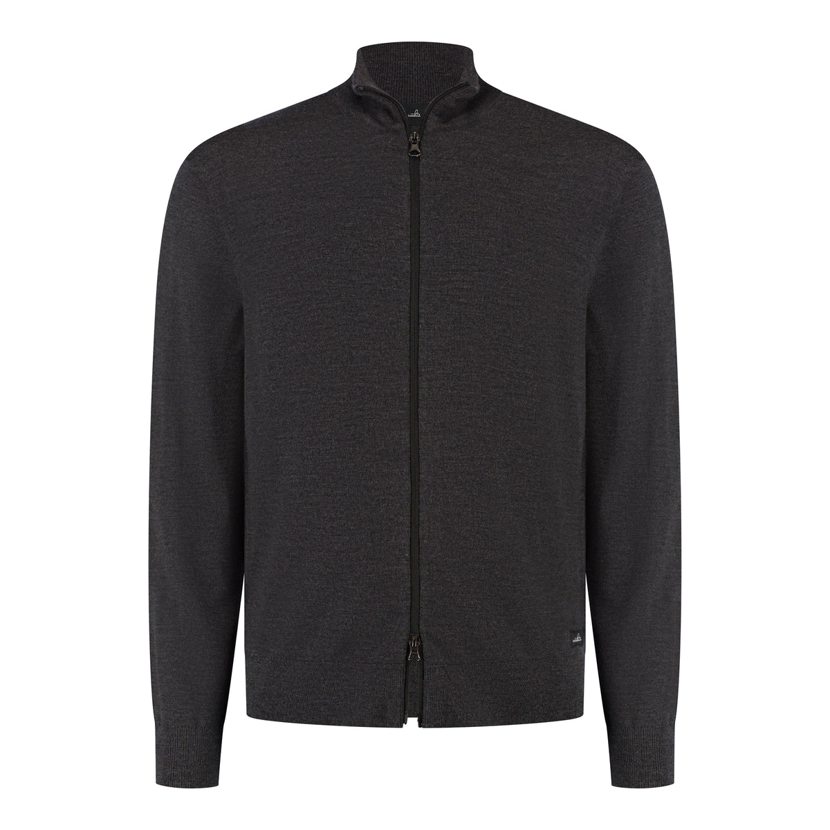 Extrafine Merino Full Zip Cardigan - Anthracite Melange