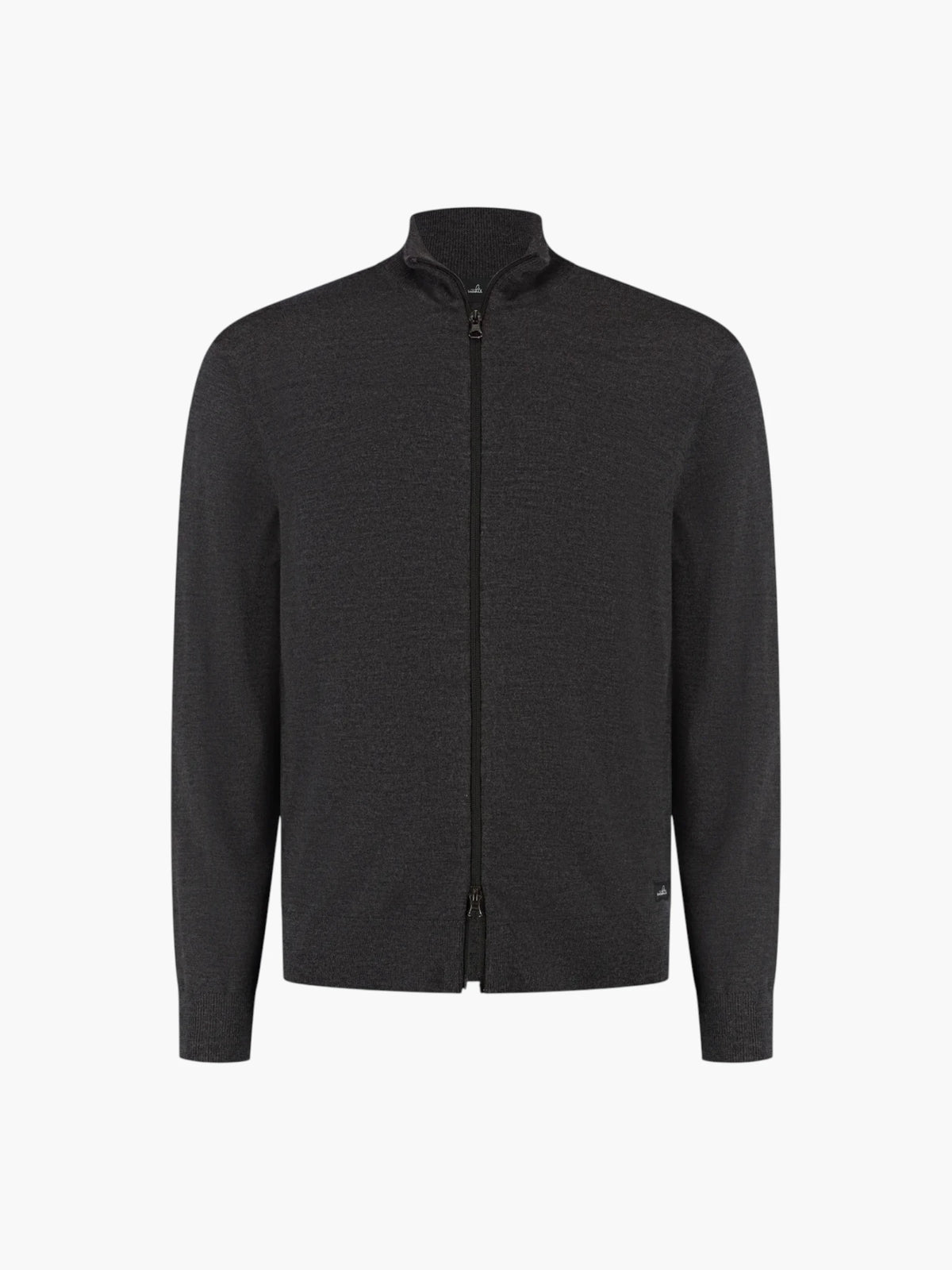 Extrafine Merino Full Zip Cardigan - Anthracite Melange