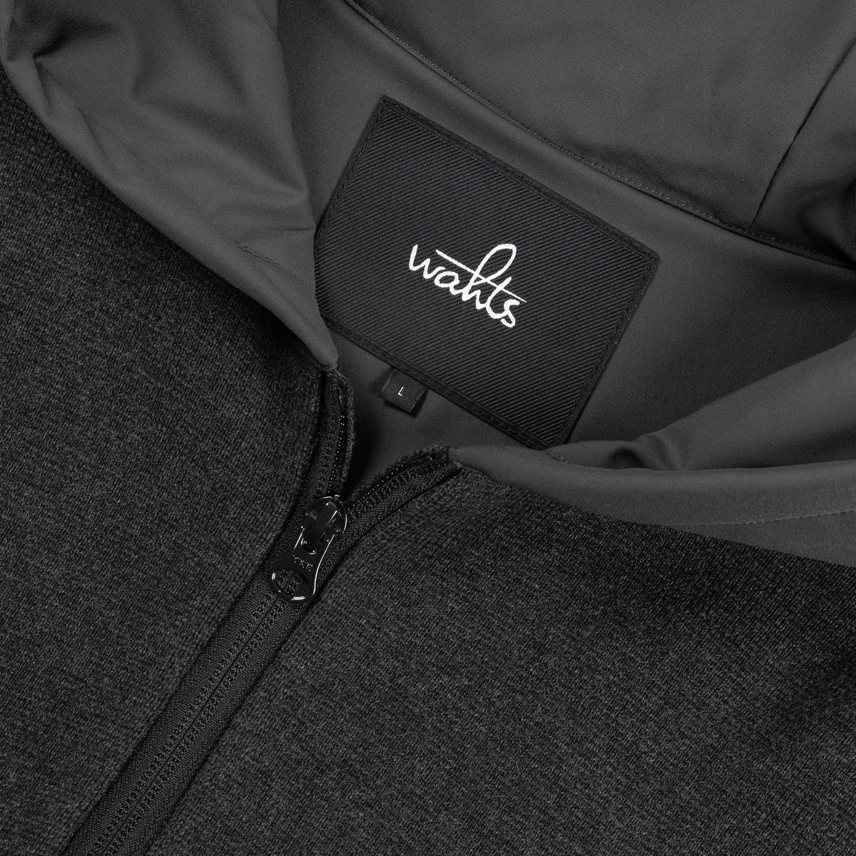 Cotton Merino Full Zip Hoodie - Anthracite Melange