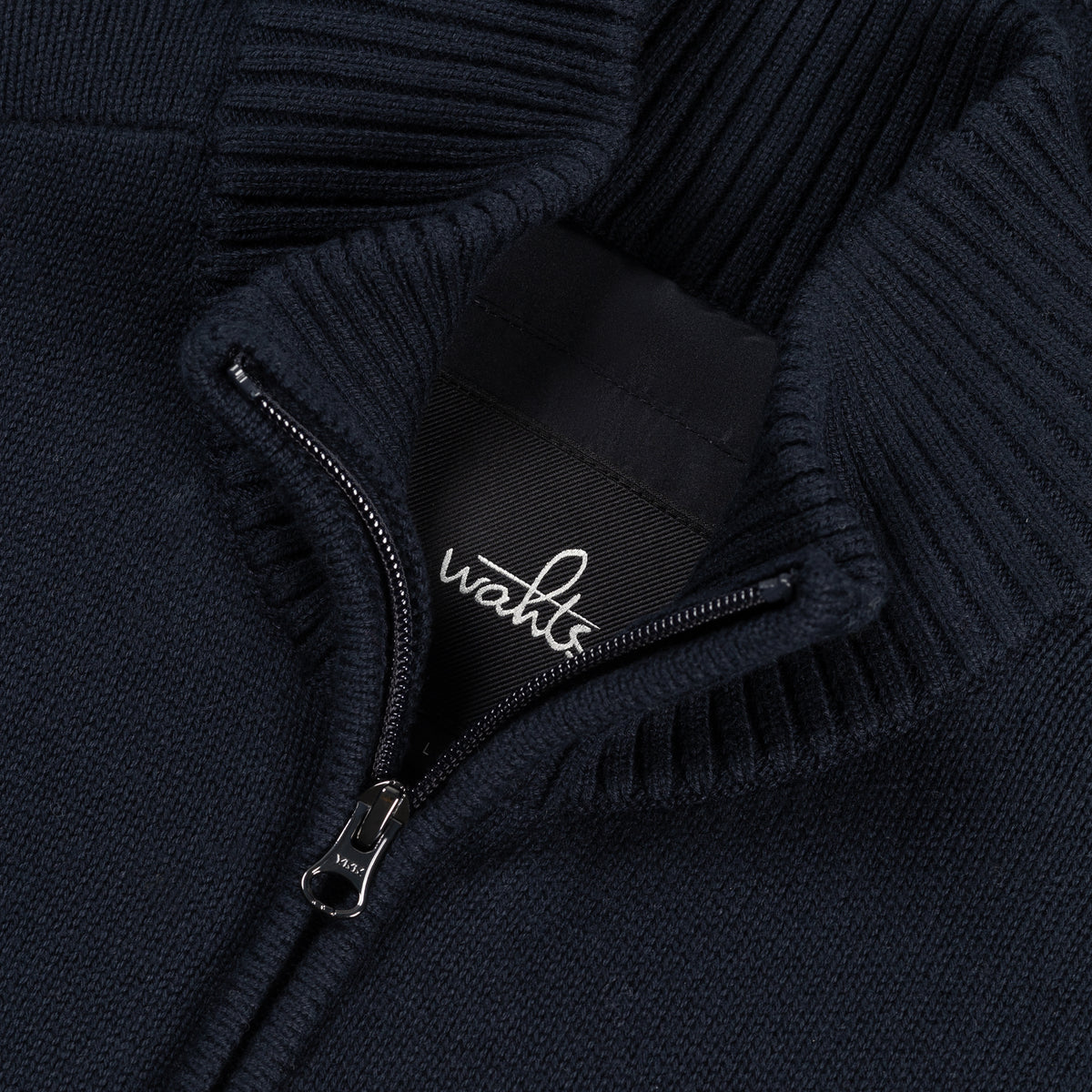 Cotton Merino Full Zip Padded Cardigan - Night Blue