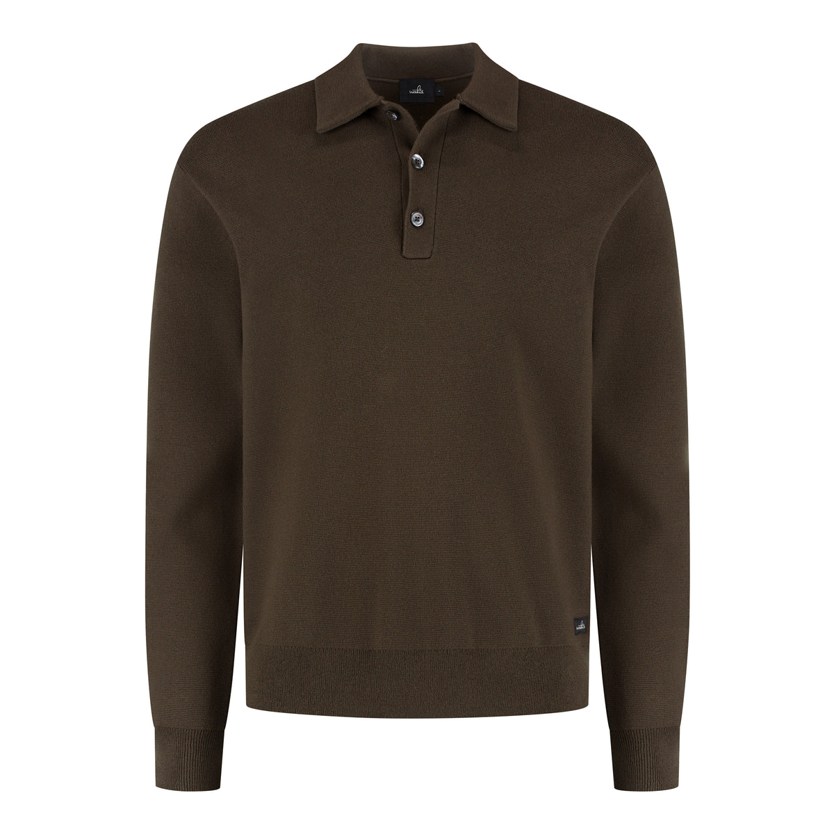 Cotton Merino Heavy Knit Buttoned Polo - Dark Olive