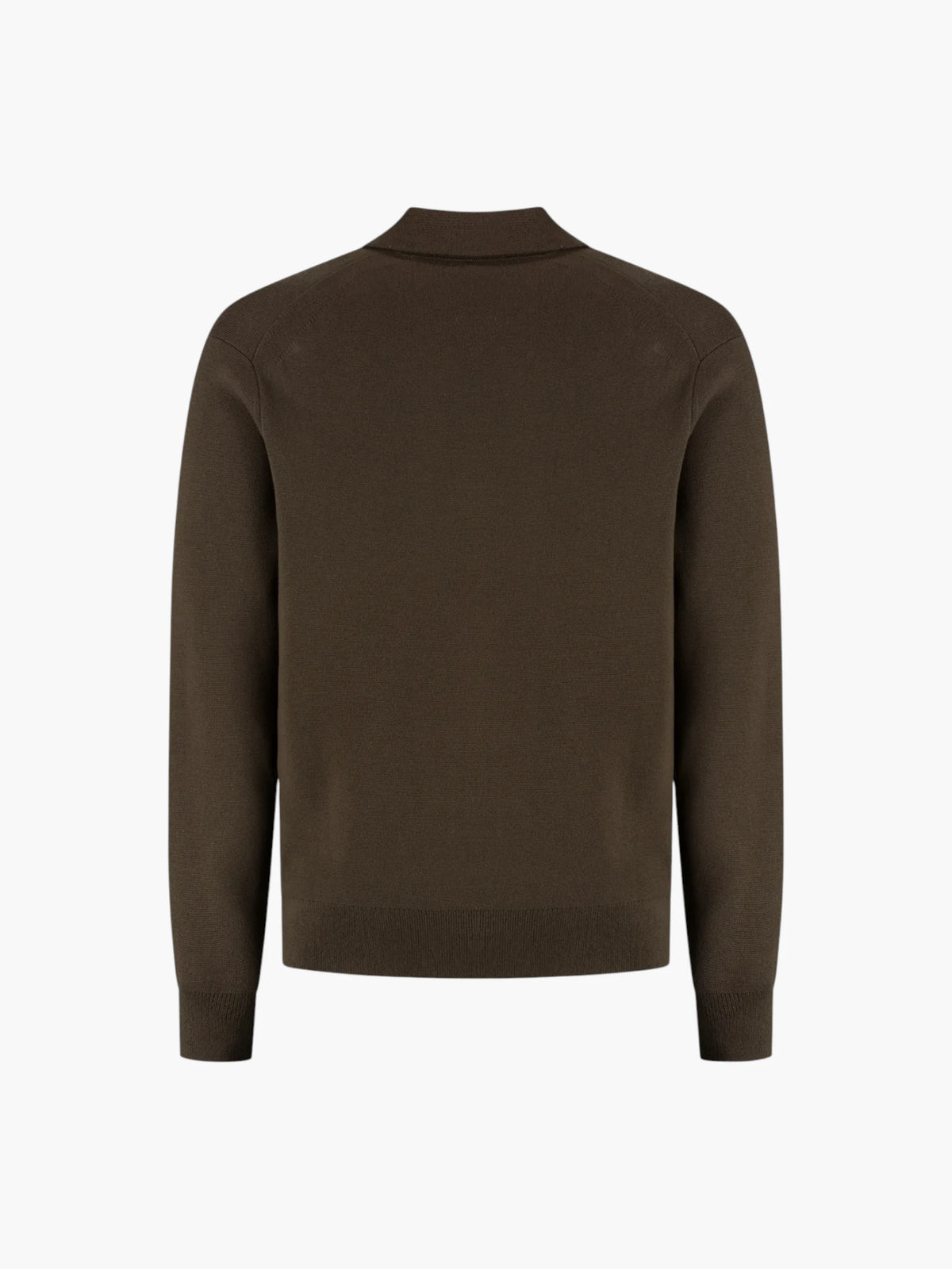 Cotton Merino Heavy Knit Buttoned Polo - Dark Olive