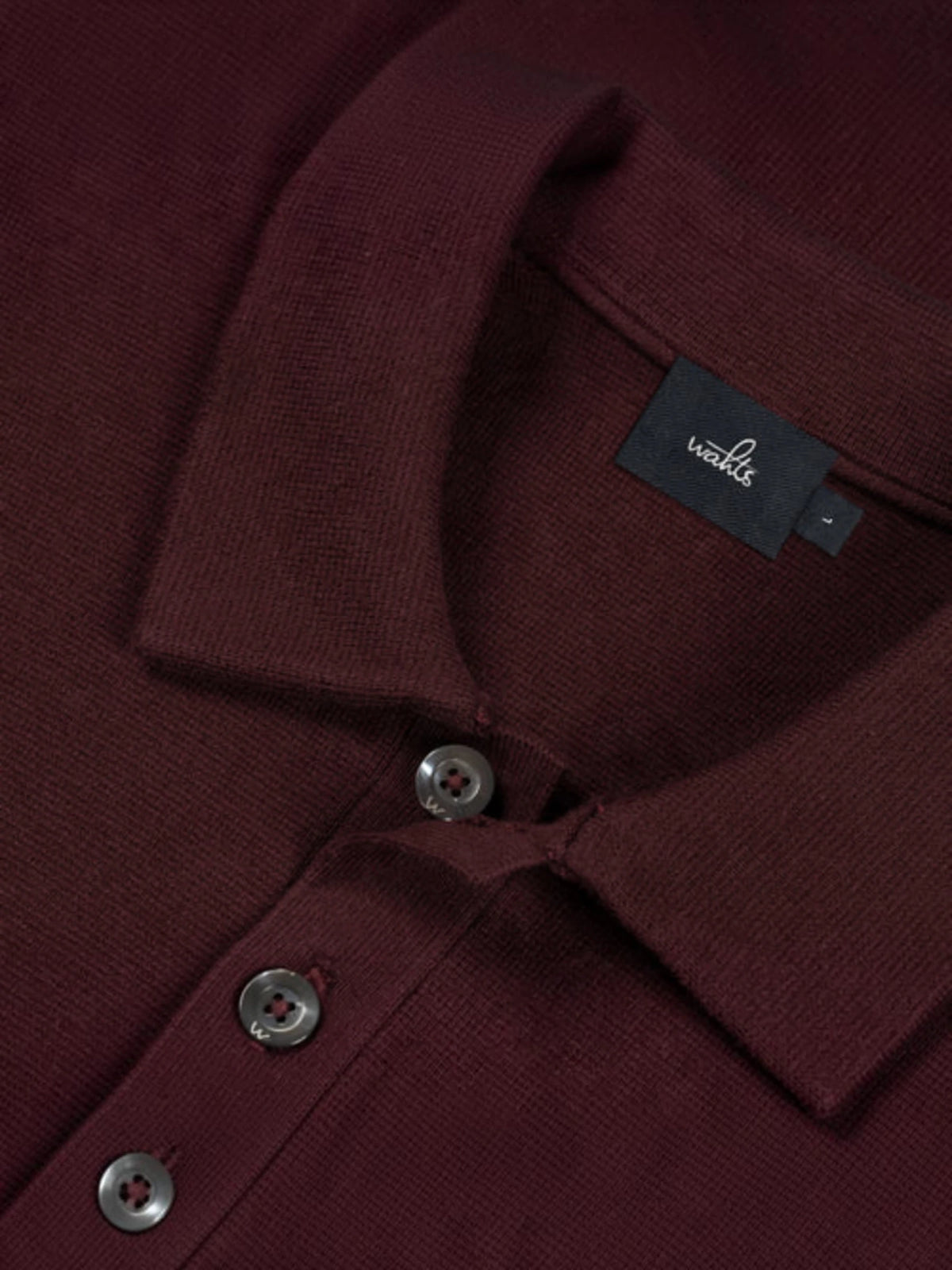 Cotton Merino Heavy Knit Buttoned Polo - Burgundy