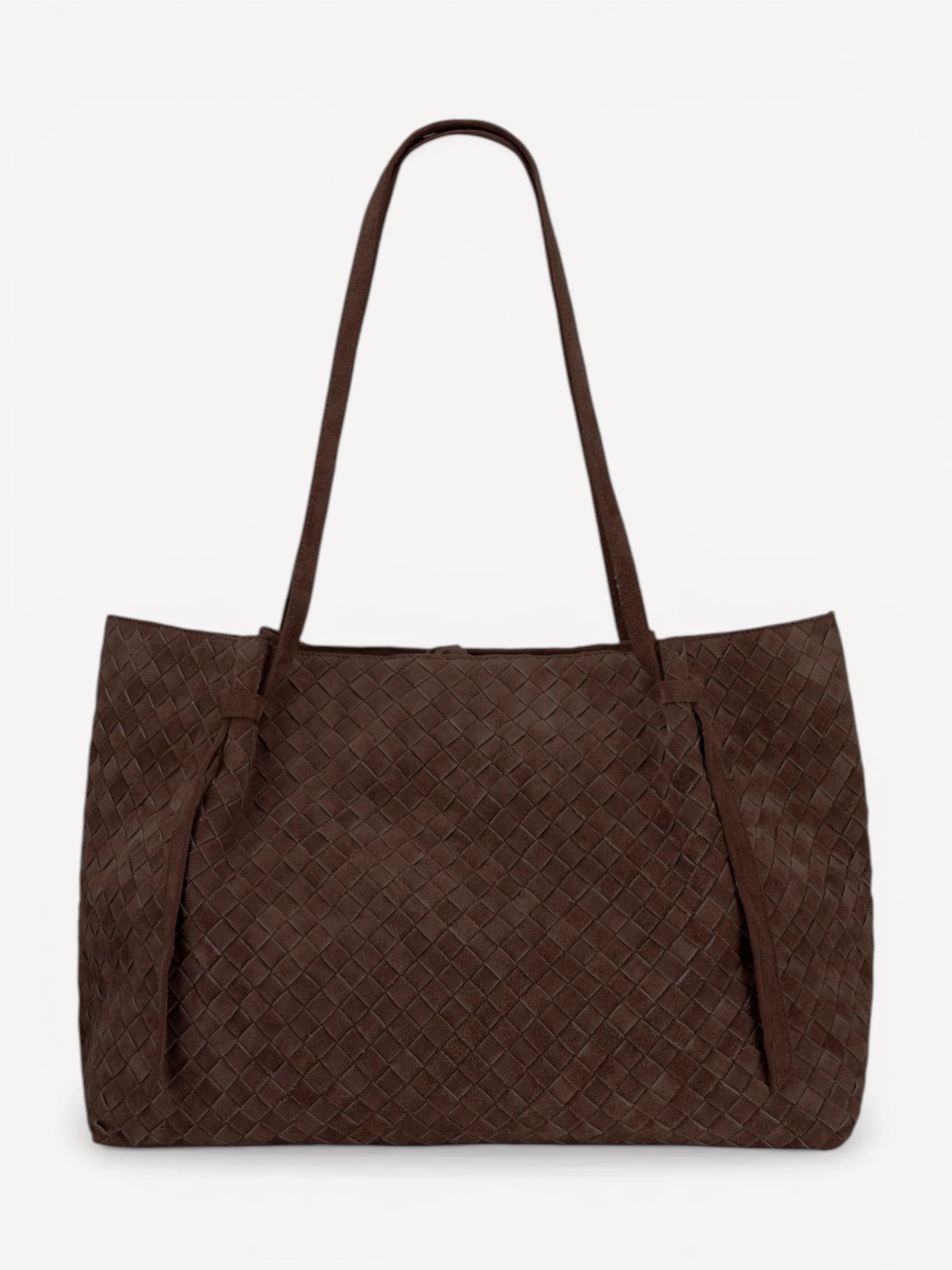 Liandra Woven Suede Bag - Mud Brown