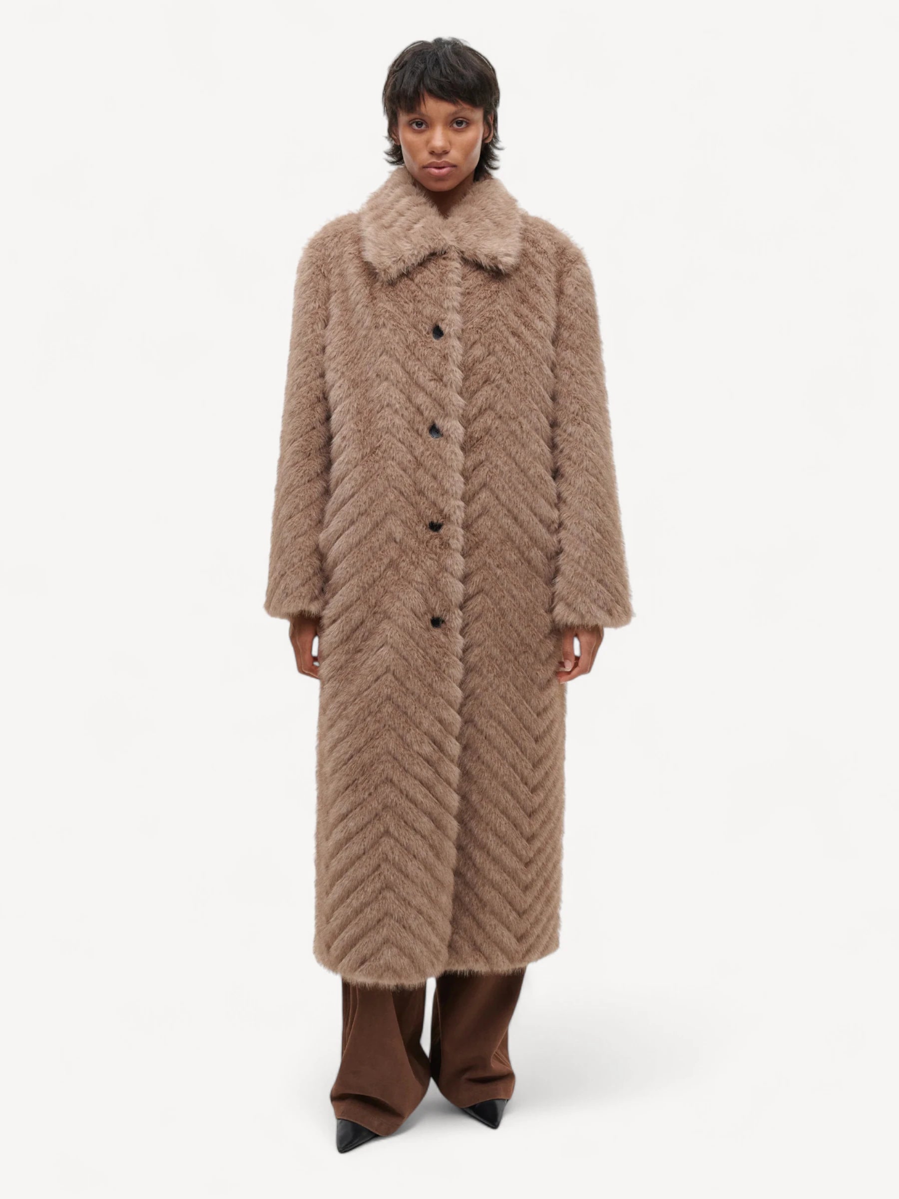 Scarlet Faux Fur Coat - Camel