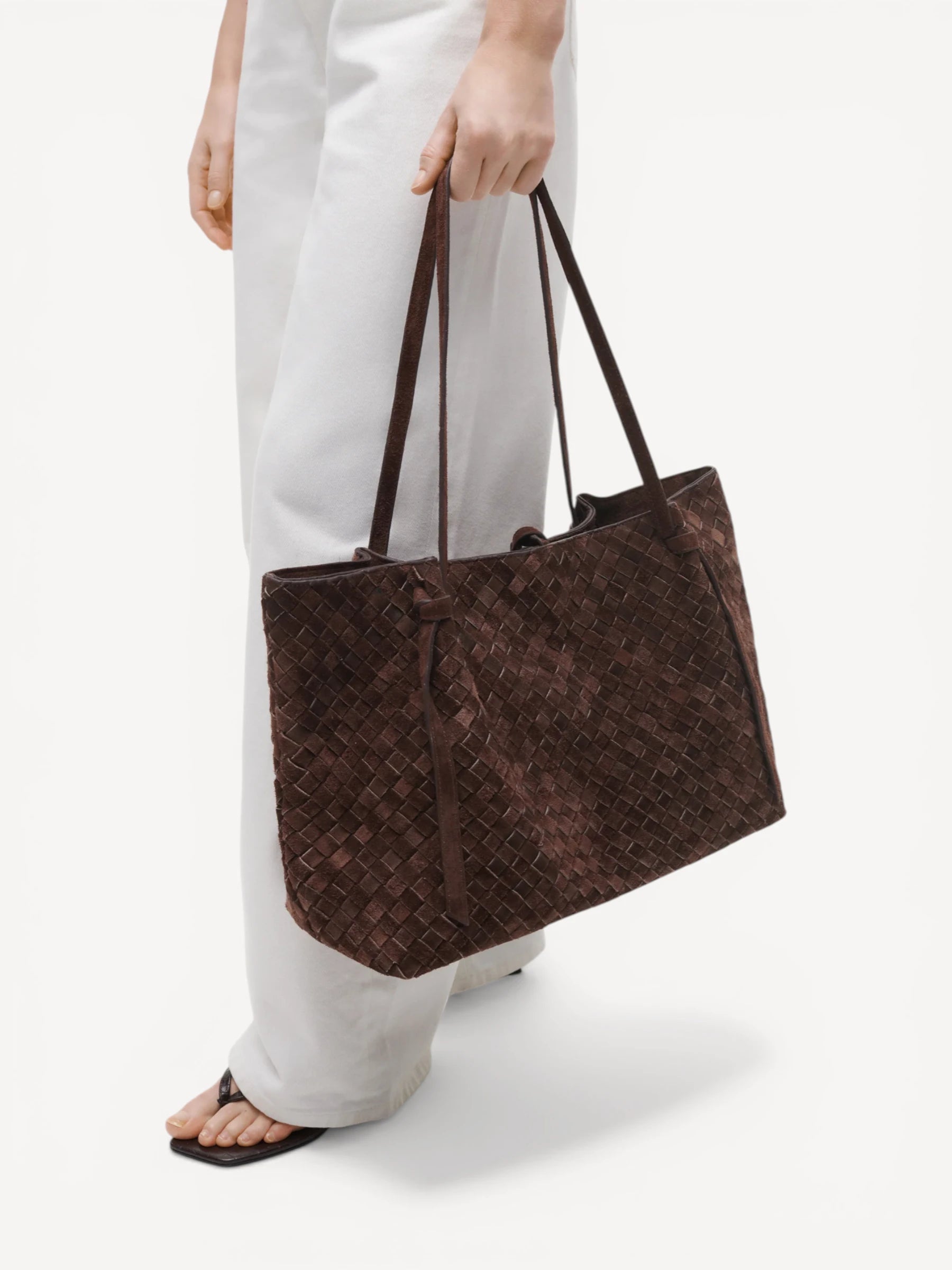 Liandra Woven Suede Bag - Mud Brown