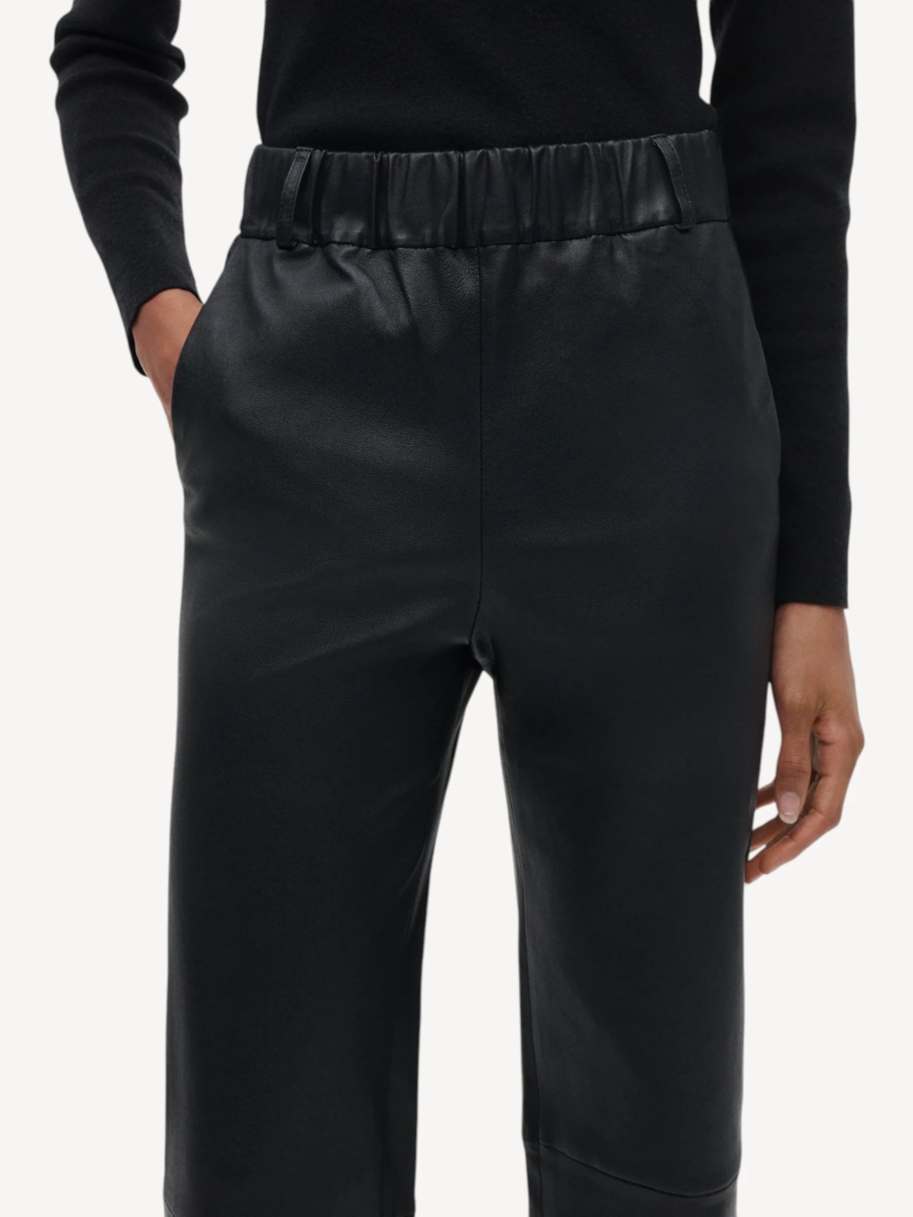Ailis Stretch Leather Pants - Zwart