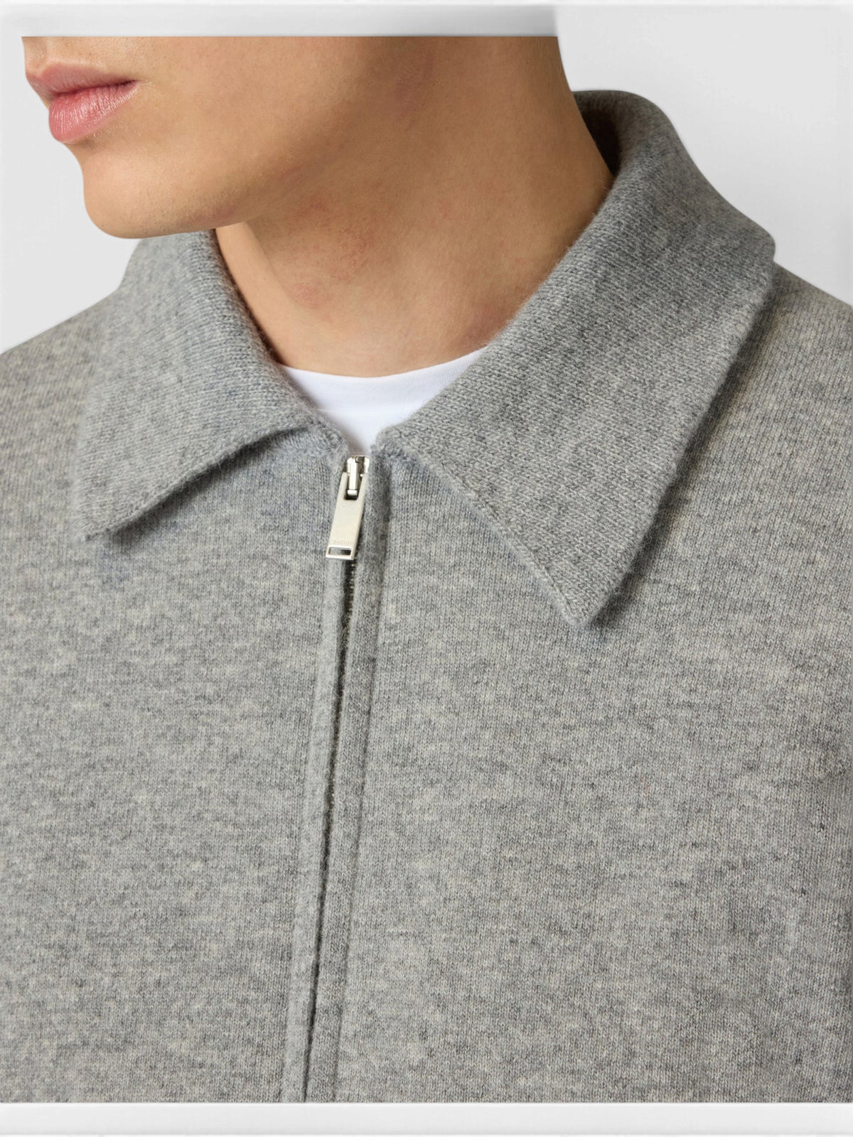 Man double knit bomber - Lichtgrijs