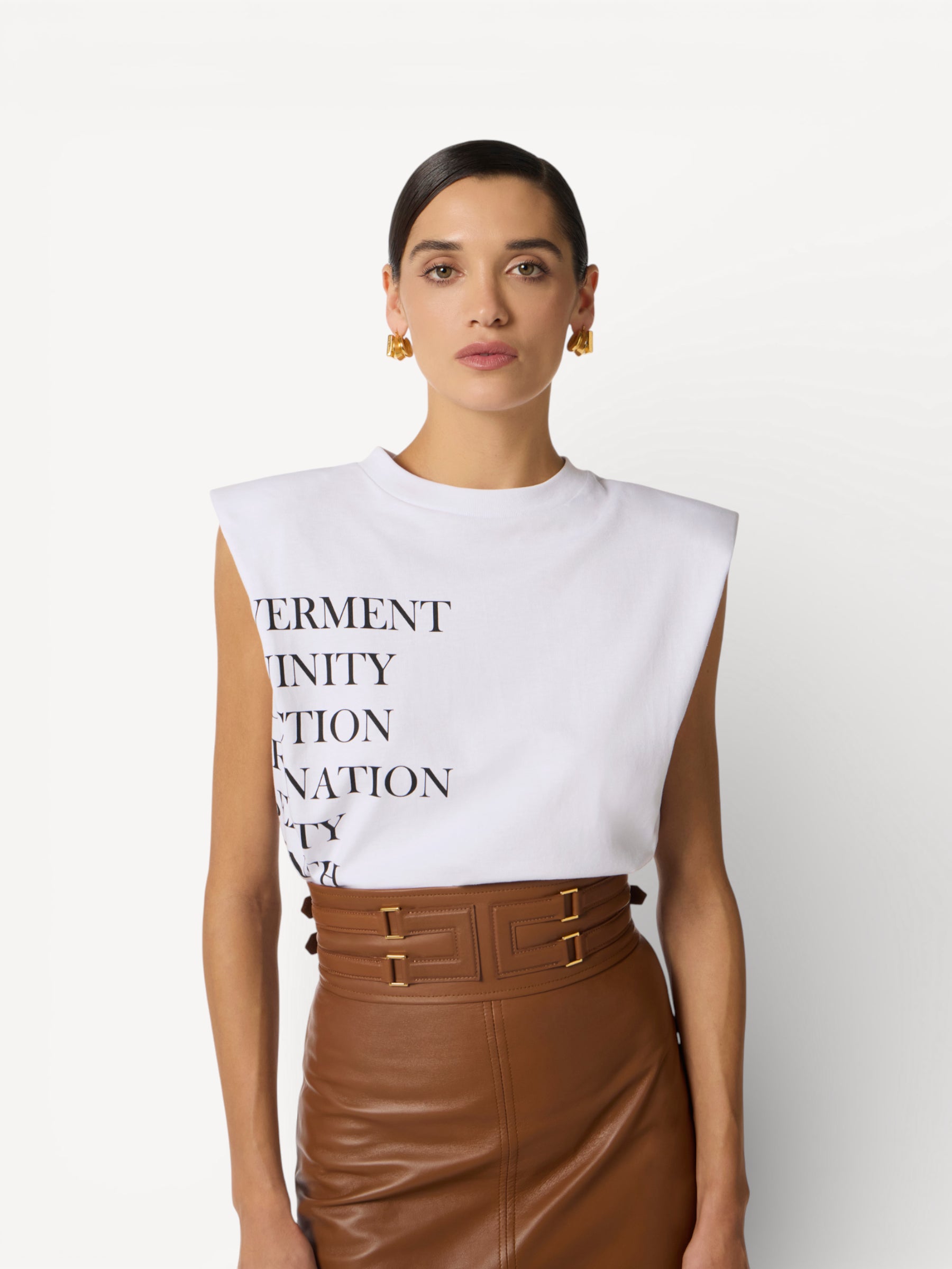 Jersey T-shirt Lettering Print - White