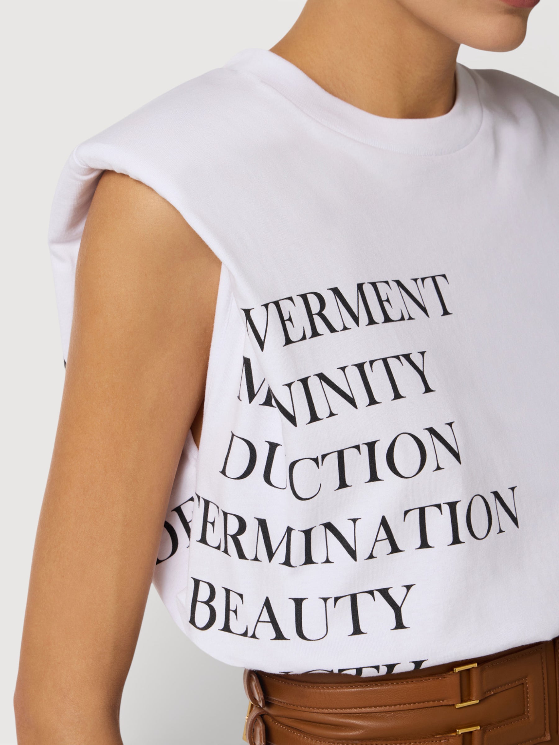 Jersey T-shirt Lettering Print - White