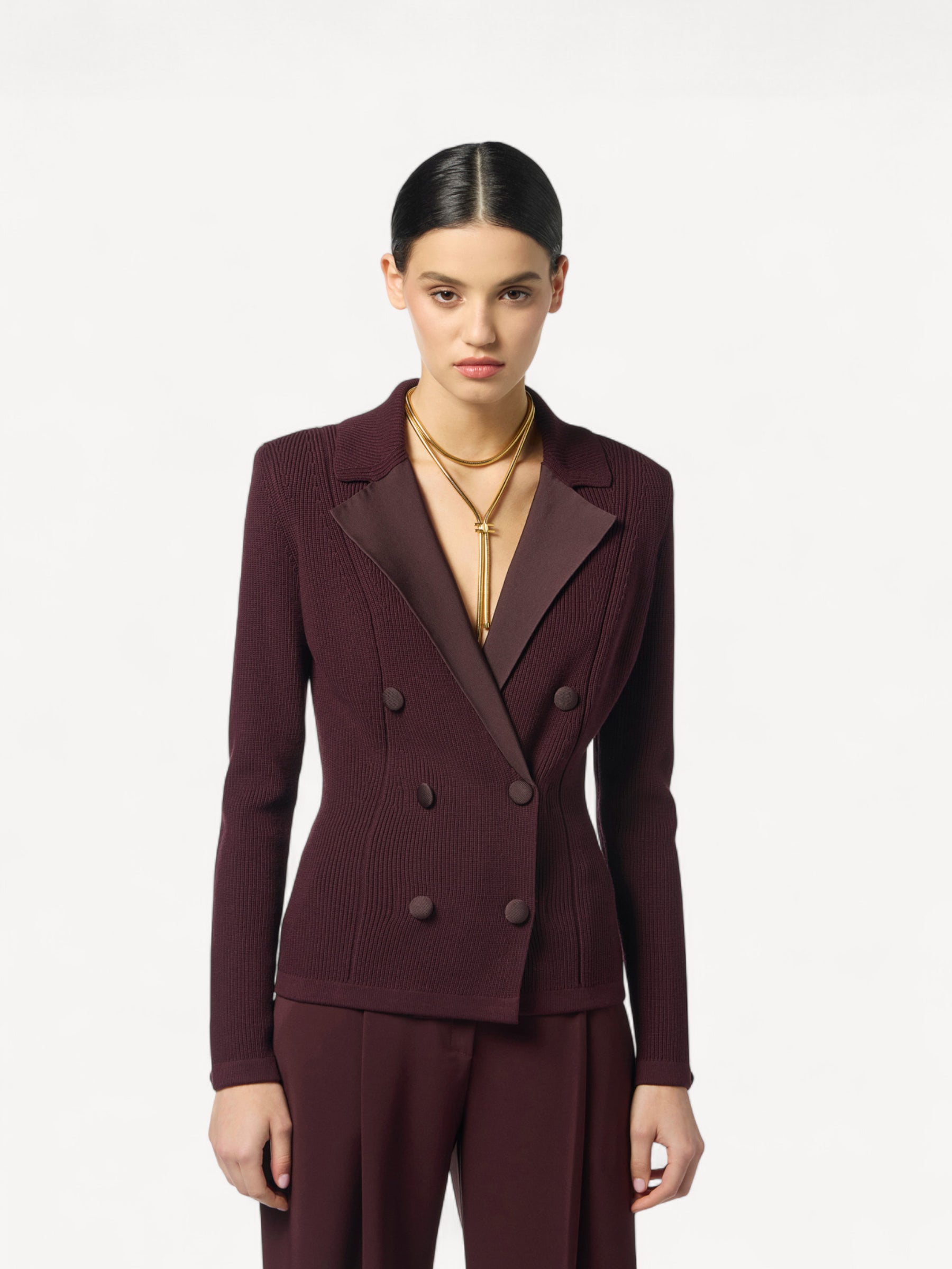 Knitted Blazer - Merlot