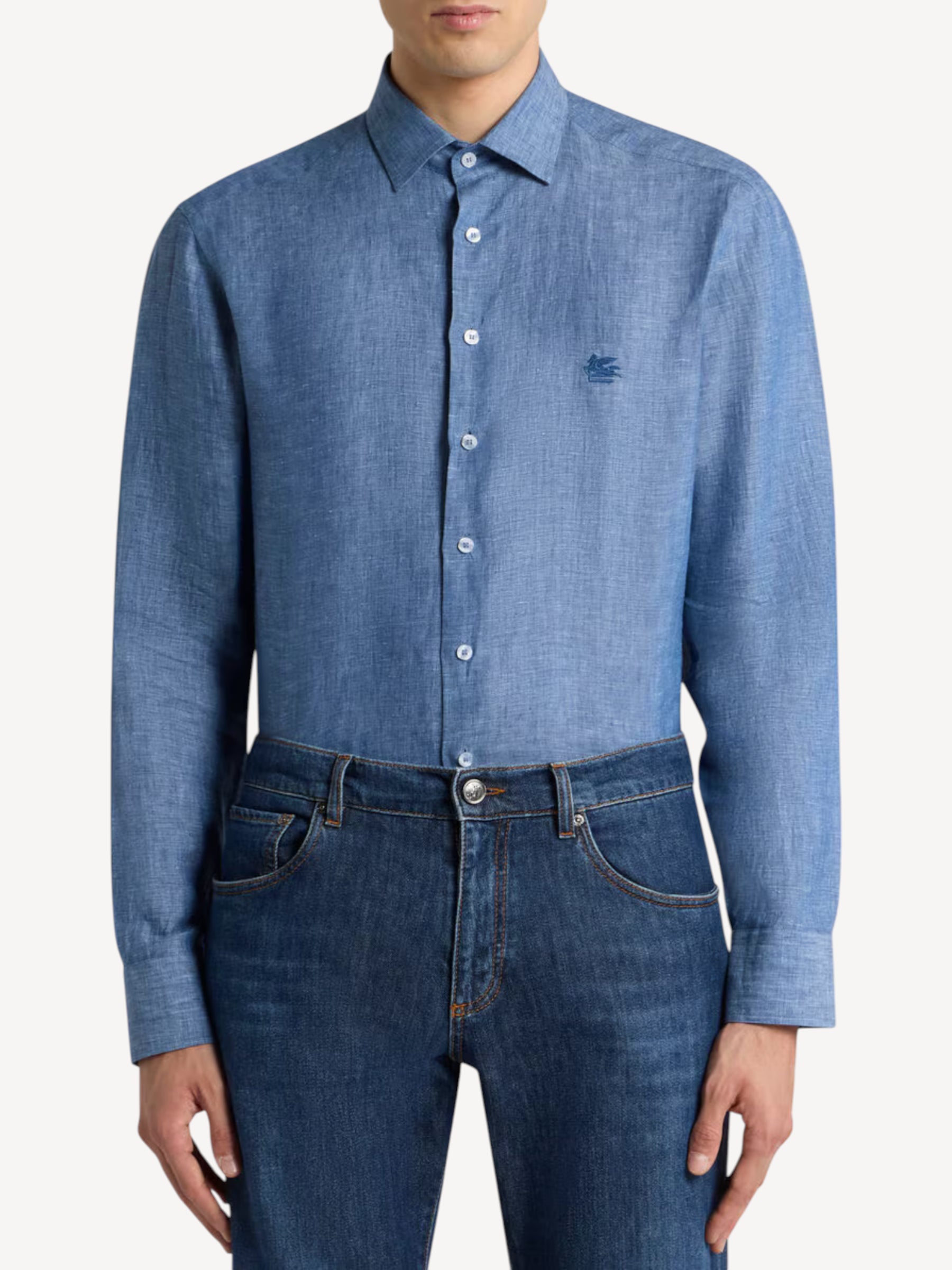 Linnen Shirt - Jeans Blauw