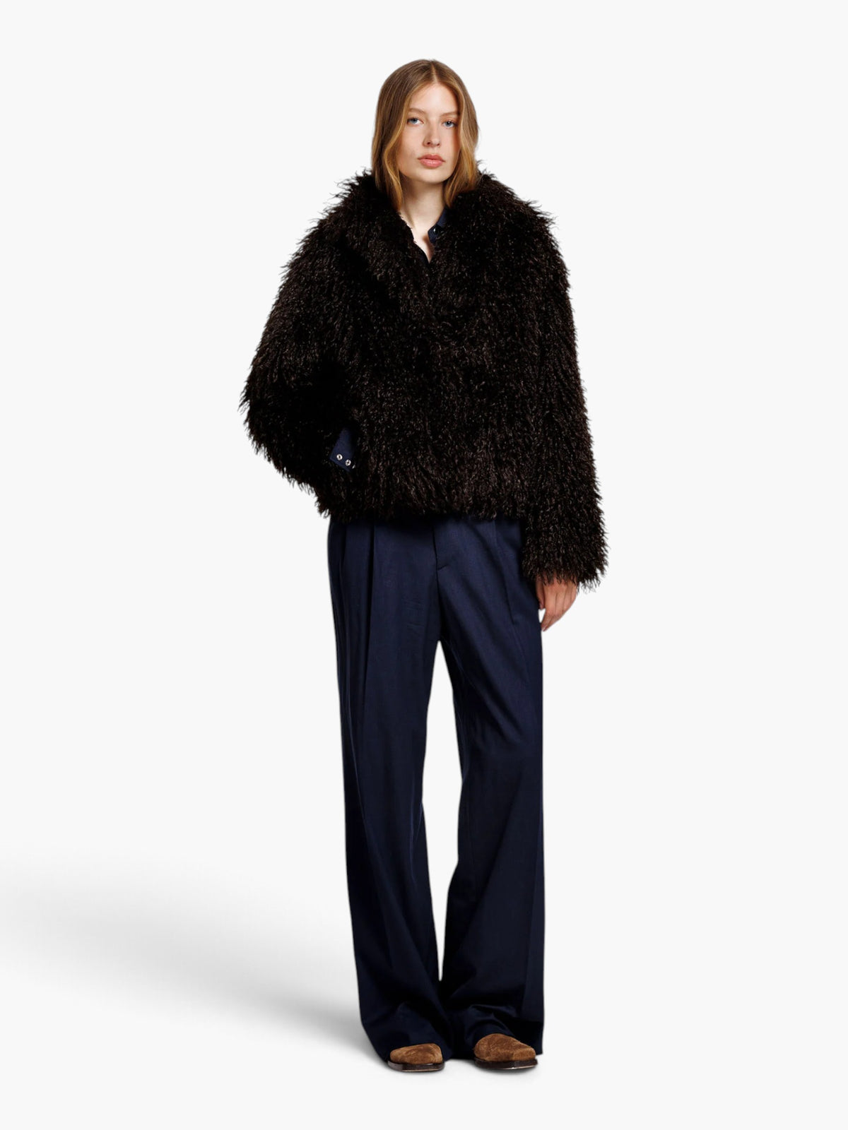 Alter Ego Sina Faux fur Jacket Dark Brown - Donkerbruin