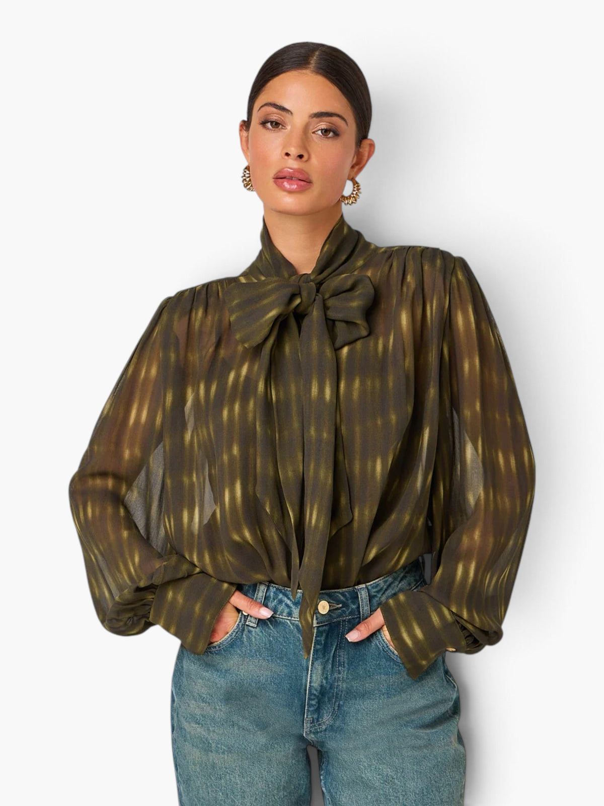 Ibana blouse Tiffany Print - Blurred Trail Green