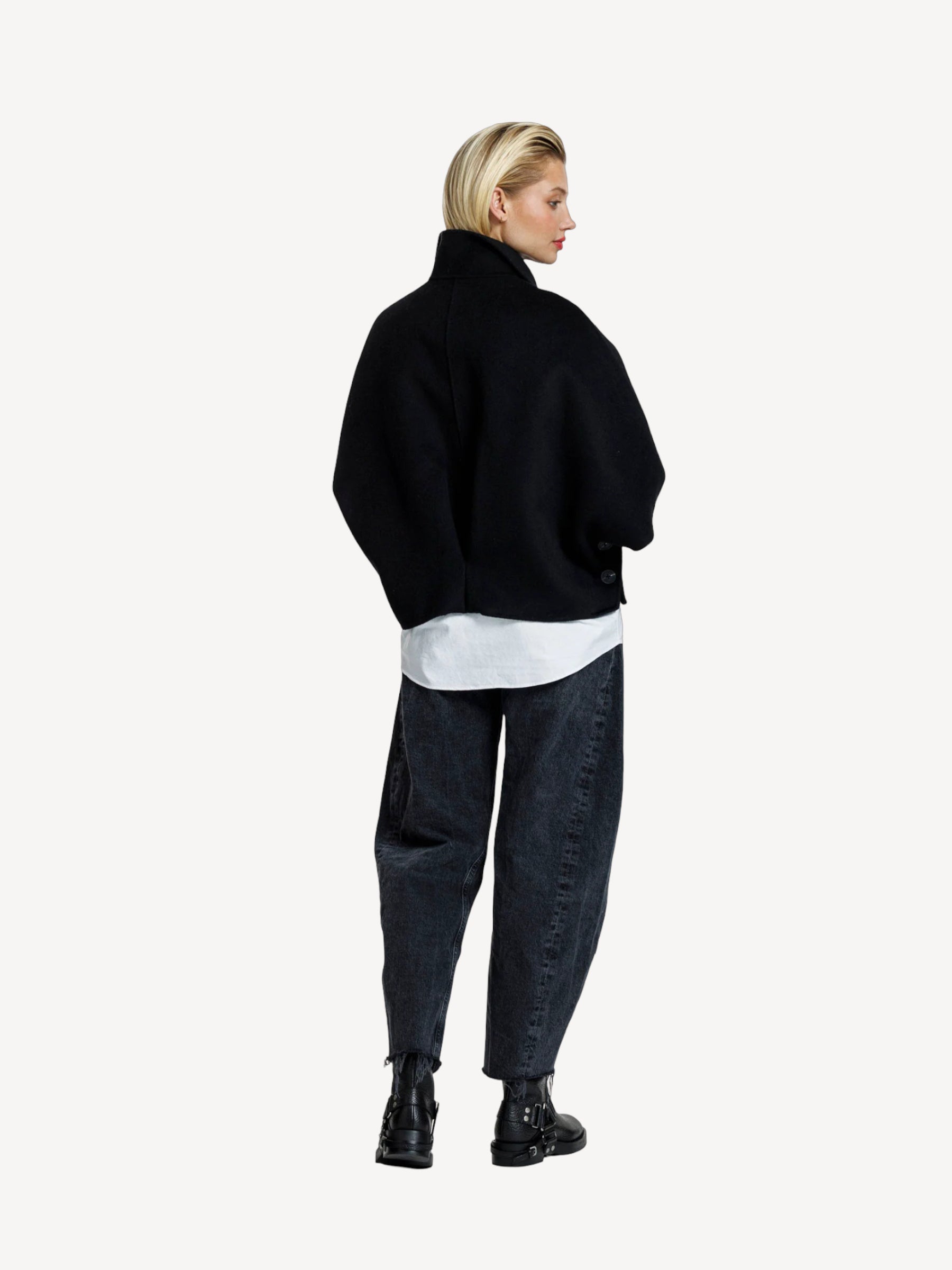 Liv Wool Blend Cape - Zwart