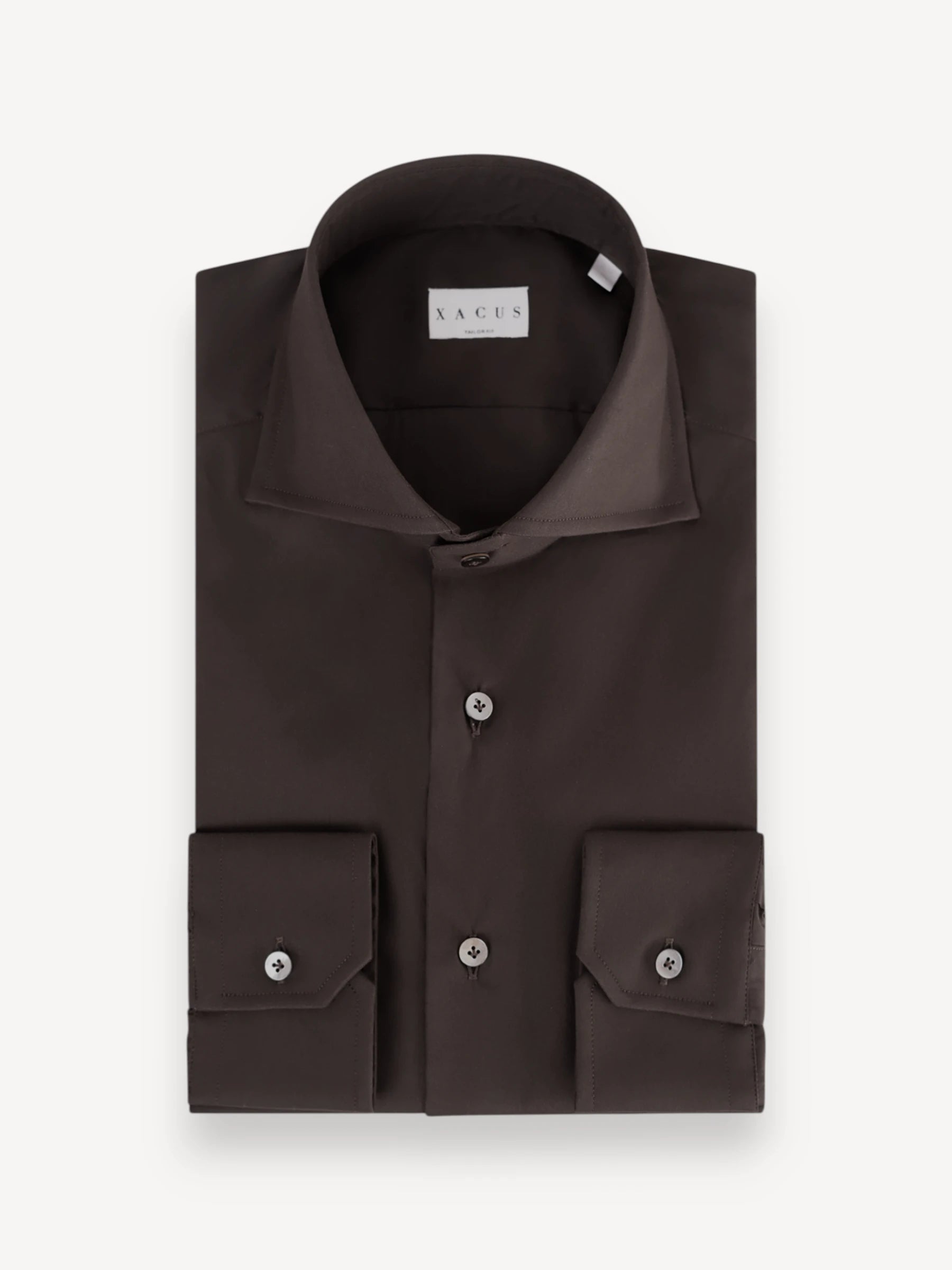 Cotton Stretch Shirt - Donkerbruin