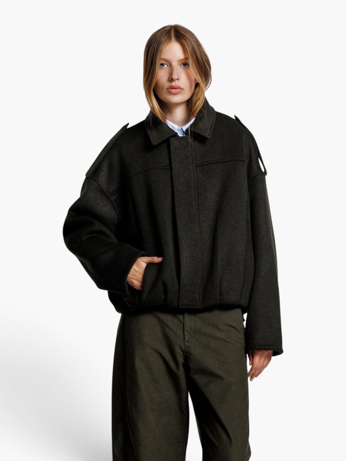 Alter Ego Meghan Wool Jacket - Dark Green - Donkergroen