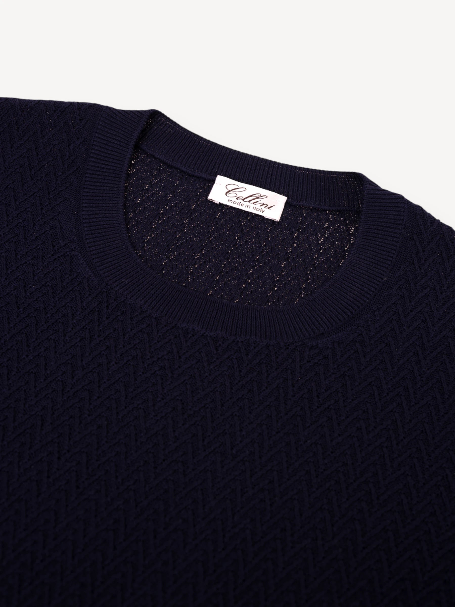 Visgraat T-Shirt - Donkerblauw